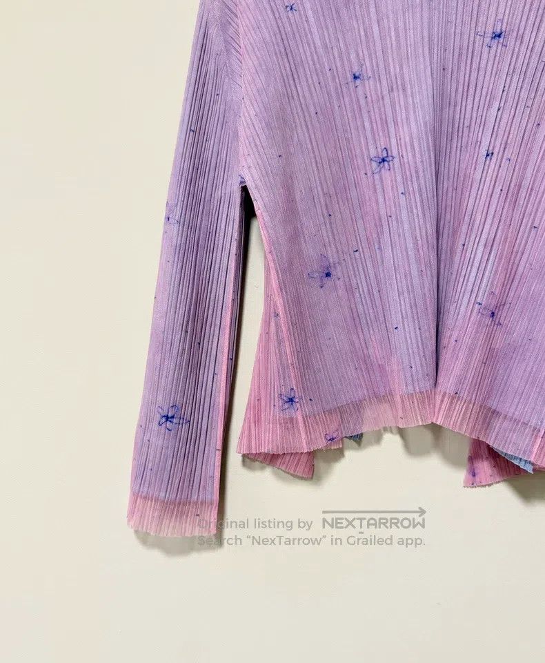 Issey Miyake Issey Miyake Double Layer Pink-purple Floral Cardigan Size L / US 10 / IT 46 - 3 Thumbnail