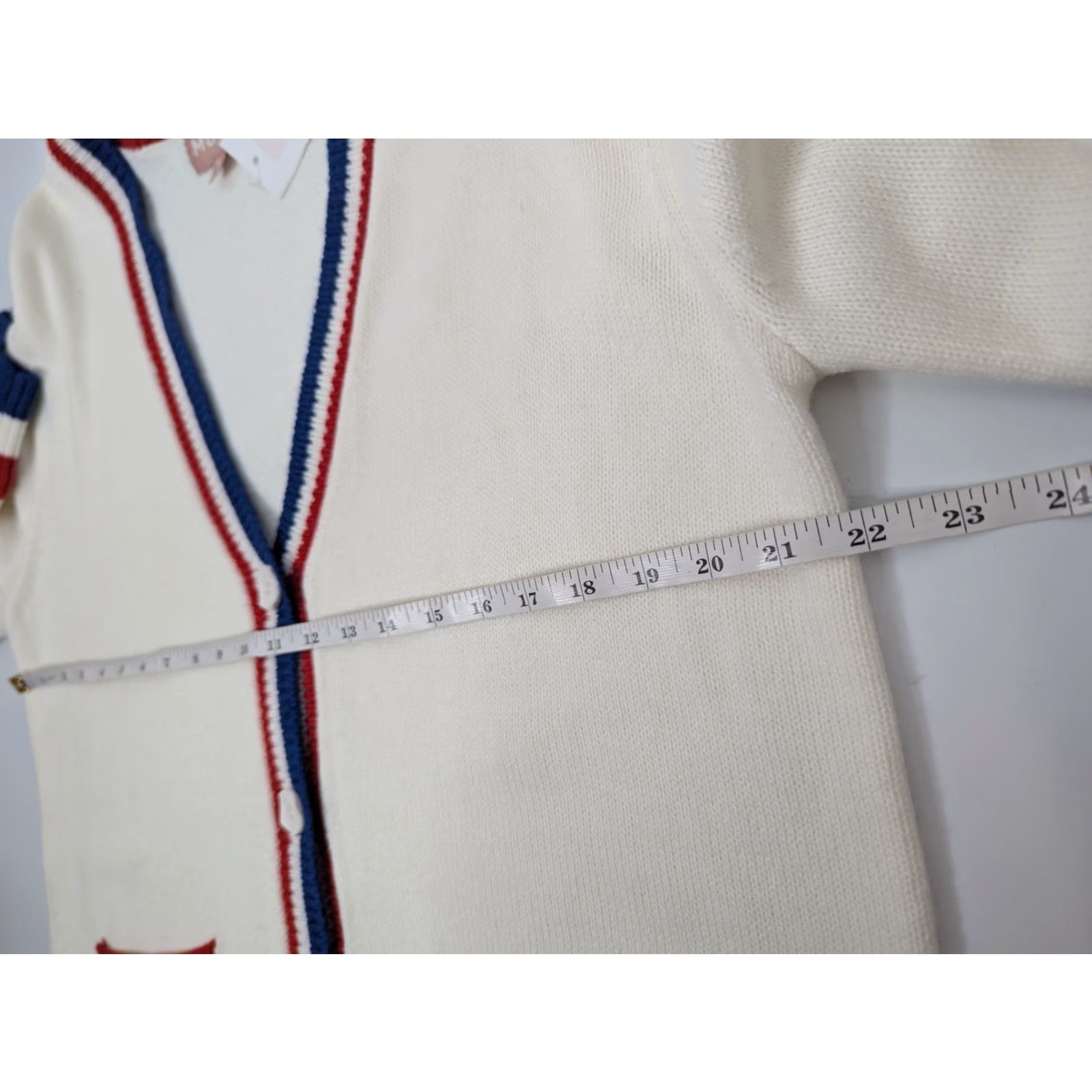 Show Me Your MuMu NWT Show Me Your Mumu Lambert Button Cardigan In USA Stripe Knit Size Small Women Cardigan White Knit Casual Preppy Pockets Womens Size S / US 4 / IT 40 - 6 Thumbnail