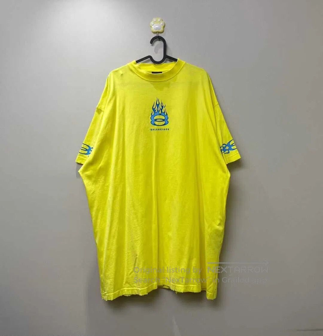 Balenciaga Balenciaga Yellow Flame Destruction Logo Short-sleeve T-sh Size US XL / EU 56 / 4 - 1 Thumbnail
