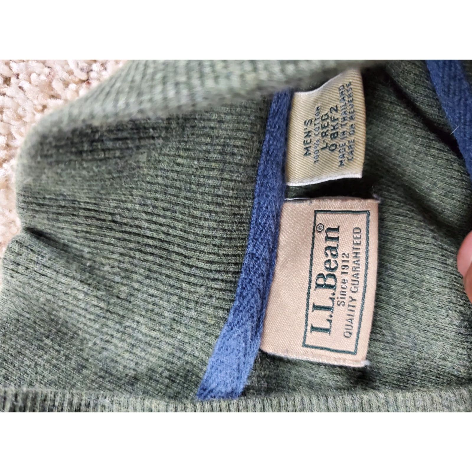 Vintage VINTAGE L.L. Bean Sweater Mens Large Green Henley Pullover Long Sleeve Cotton Ribbed Mock Neck Casual Size US L / EU 52-54 / 3 - 4 Thumbnail