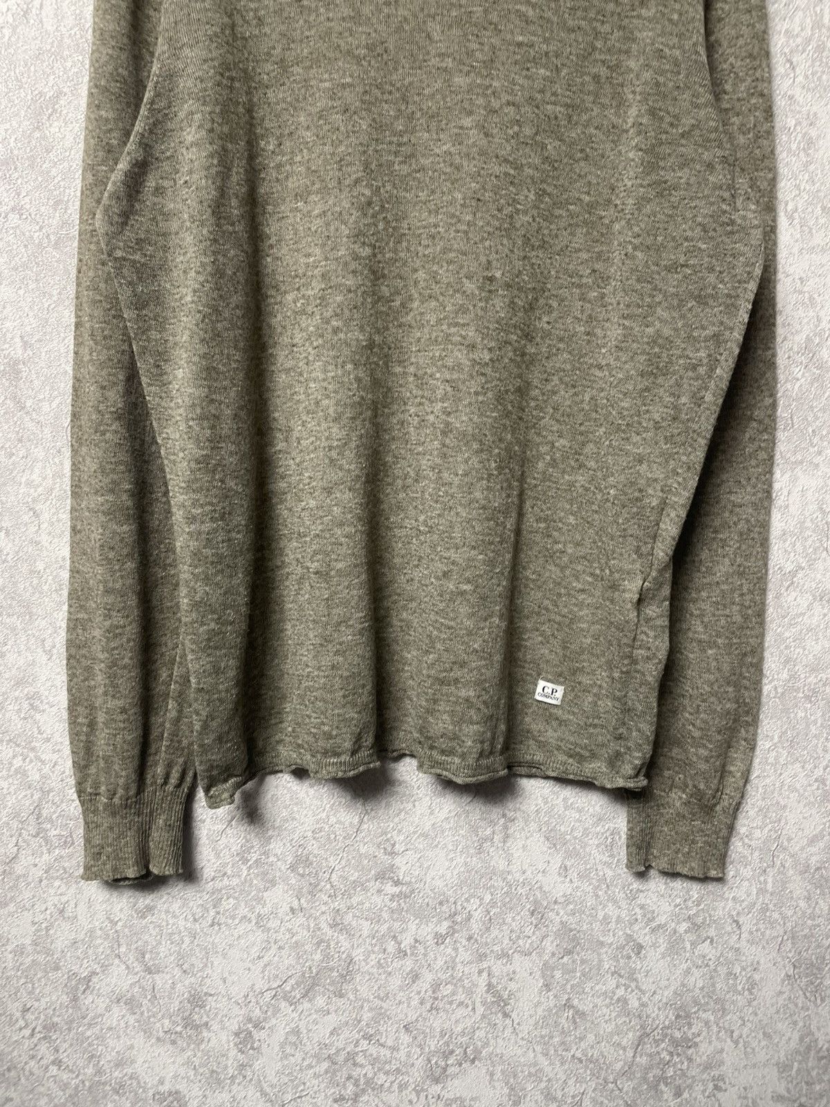 C.P. Company C.P. Company Linen Blend Long Sleeve Sweater Olive Green Size US L / EU 52-54 / 3 - 3 Thumbnail