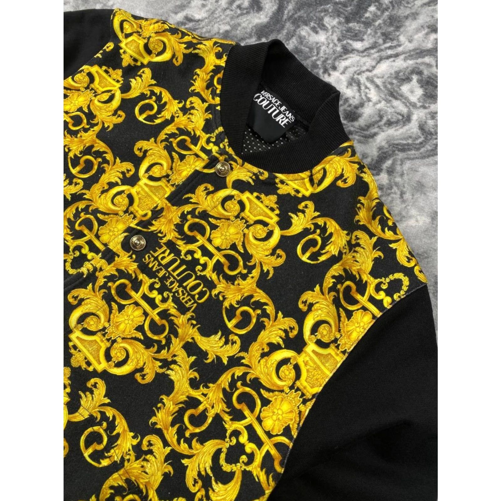 Versace Jeans Couture Versace Jeans Couture Baroque Print Big Logo Full Zip Sweatshirt Men M Yellow Logo Long Sleeve Crew Neck Cotton Regular Fit Vintage No Size US M / EU 48-50 / 2 - 4 Thumbnail