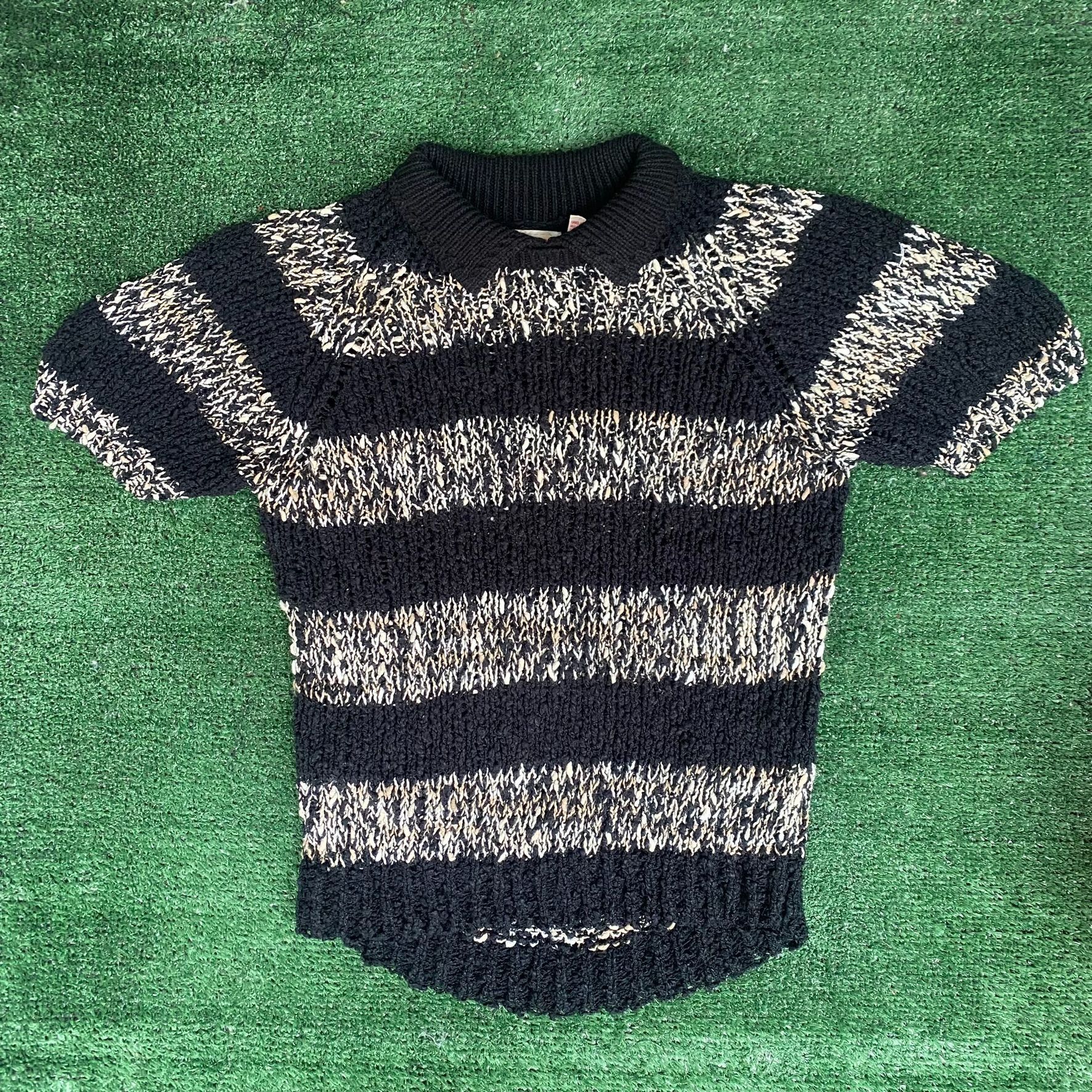 Vintage Vintage 80s Knit Polo Shirt Striped Pattern Indie Sweater Size US S / EU 44-46 / 1 - 1 Thumbnail