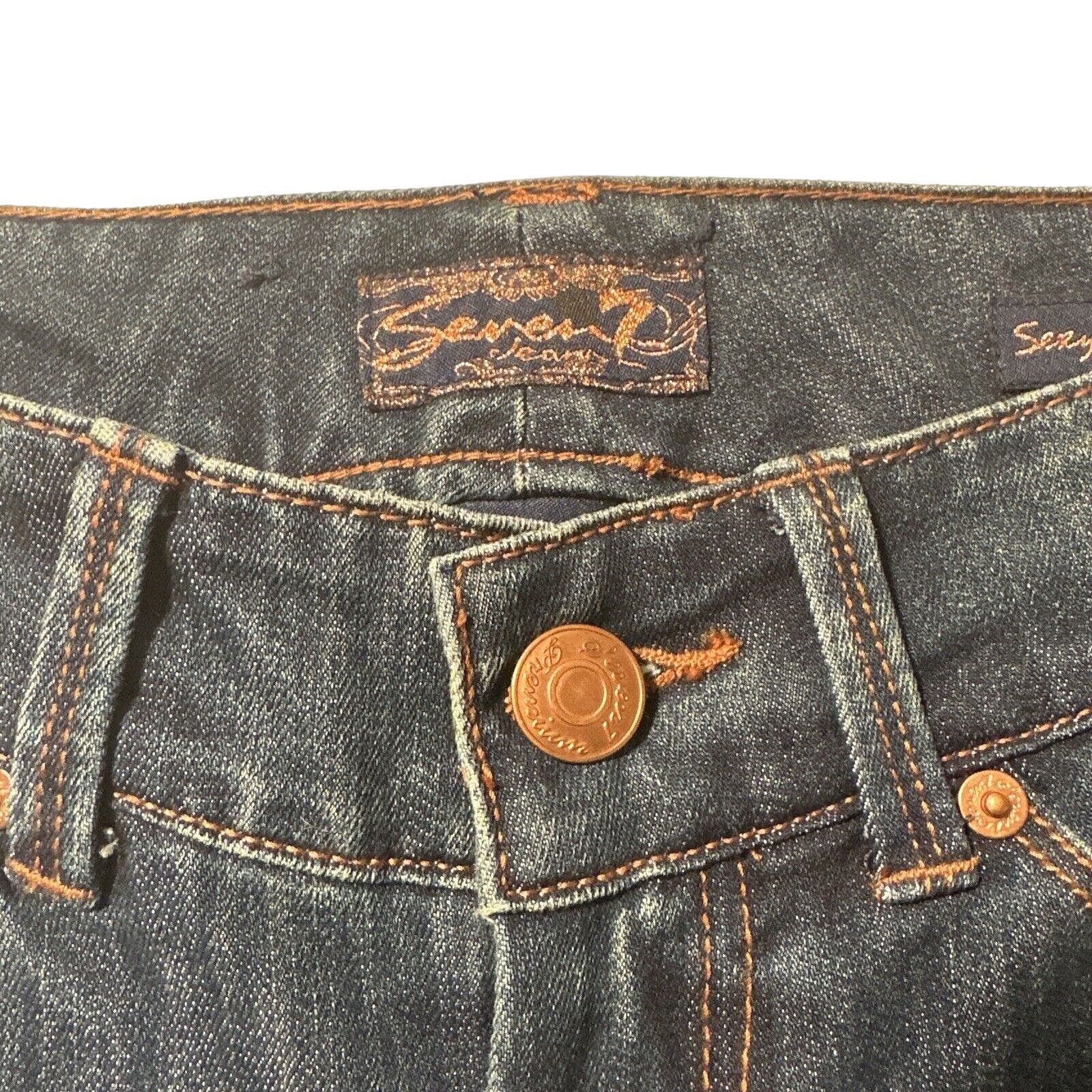 Seven 7 Seven7 Blue Jeans Sz 28 Bell Bottoms Boot Cut BOHODark Wash Size 28" / US 6 / IT 42 - 3 Thumbnail