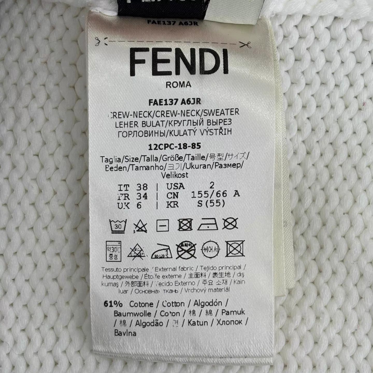 Fendi FENDI x FILA Embroidered Logo White Knit Sweater 38 New Size XS / US 0-2 / IT 36-38 - 4 Thumbnail