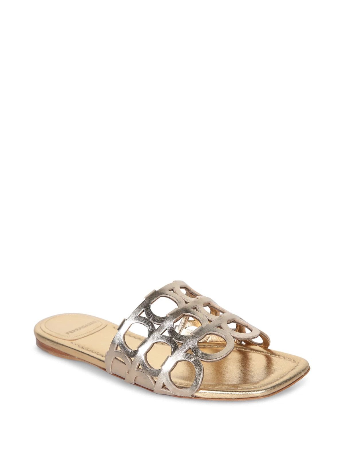 Salvatore Ferragamo o1s1rm0526 Erne Gancini Slides in Gold Size US 11 / IT 41 - 2 Thumbnail