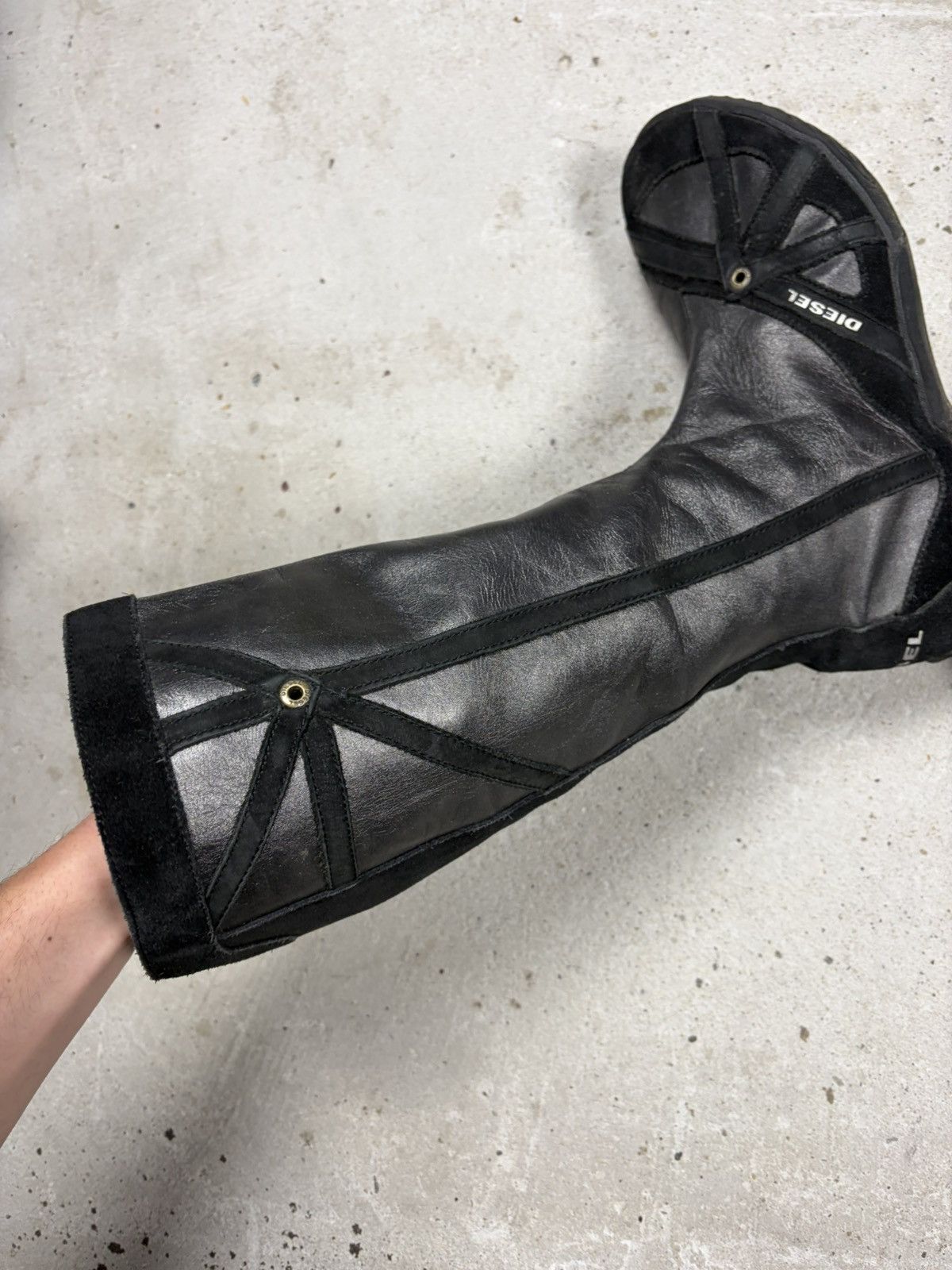 Diesel Vintage 2000s Diesel Black Cow Leather Archive Moto Boots Size US 8.5 / IT 38.5 - 4 Thumbnail