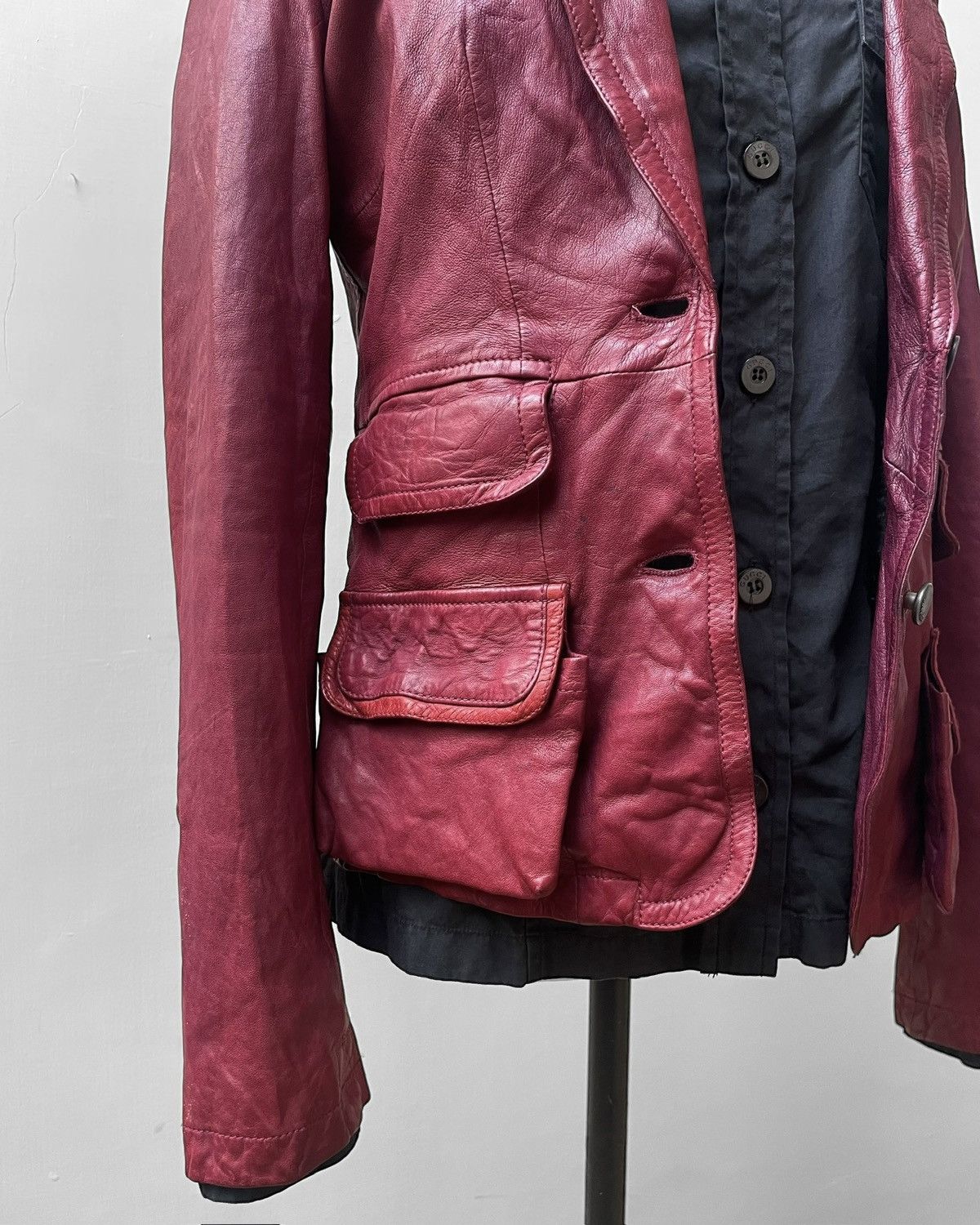 John Galliano Aw2007 Red Leather Cargo Blazer Size US S / EU 44-46 / 1 - 9 Thumbnail
