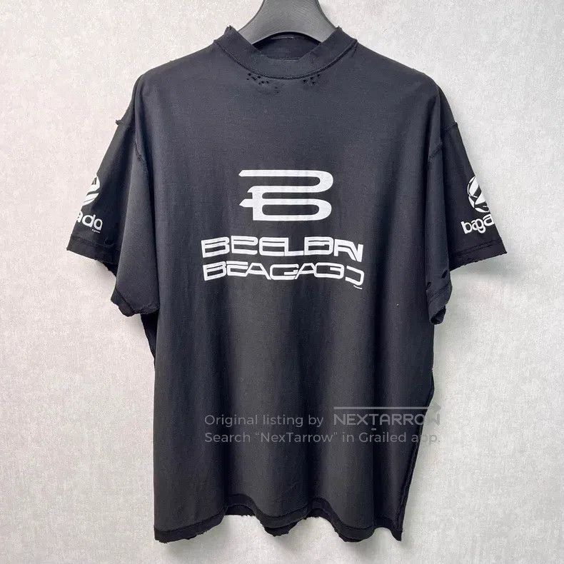 Balenciaga Balenciaga Ripped Style Black Logo Short Sleeve Size US M / EU 48-50 / 2 - 1 Thumbnail