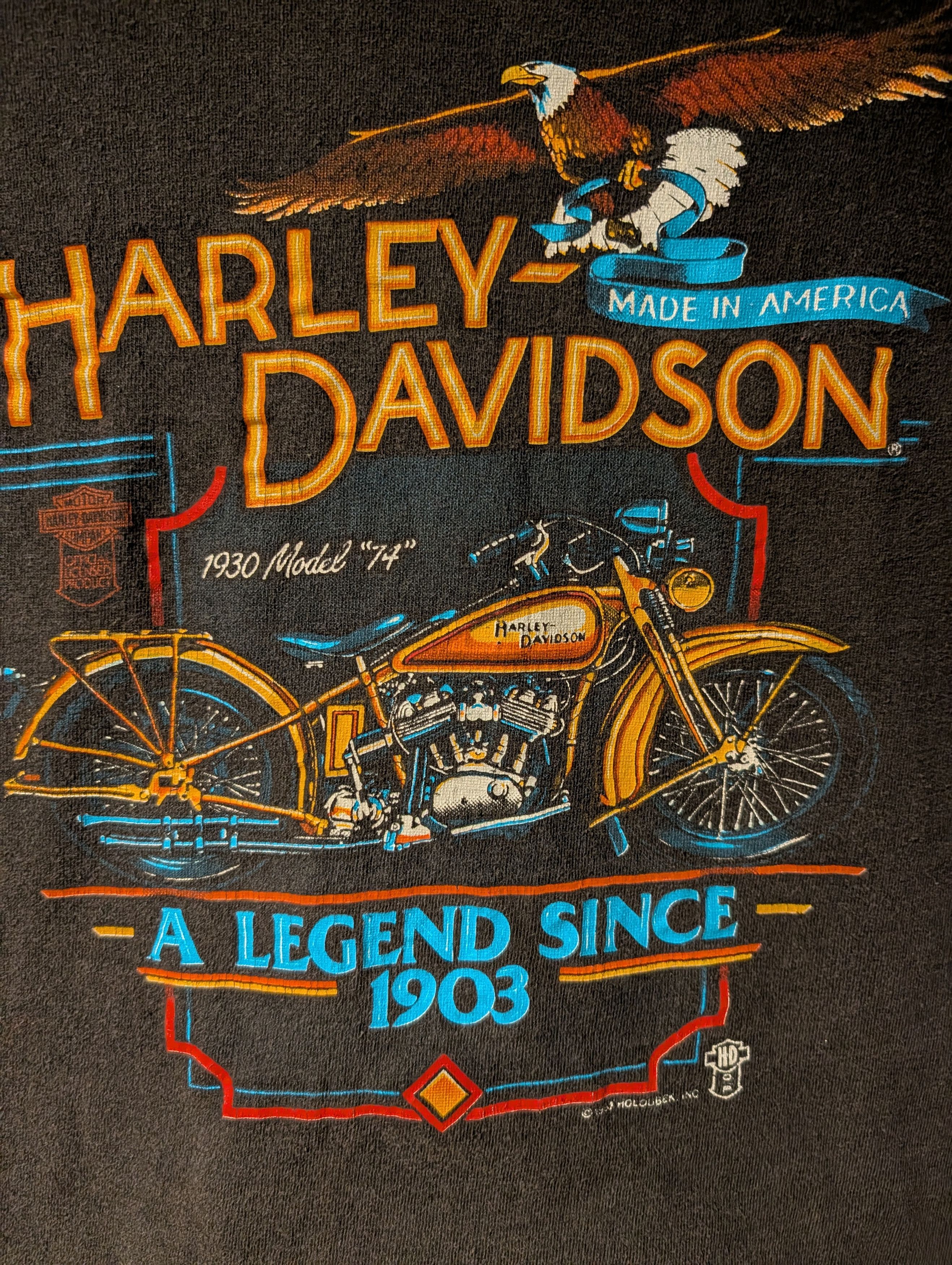 Harley Davidson Vintage 80S Harley Davidson T-Shirt Model 74 Graphic BOYS XL Size US XL / EU 56 / 4 - 2 Thumbnail