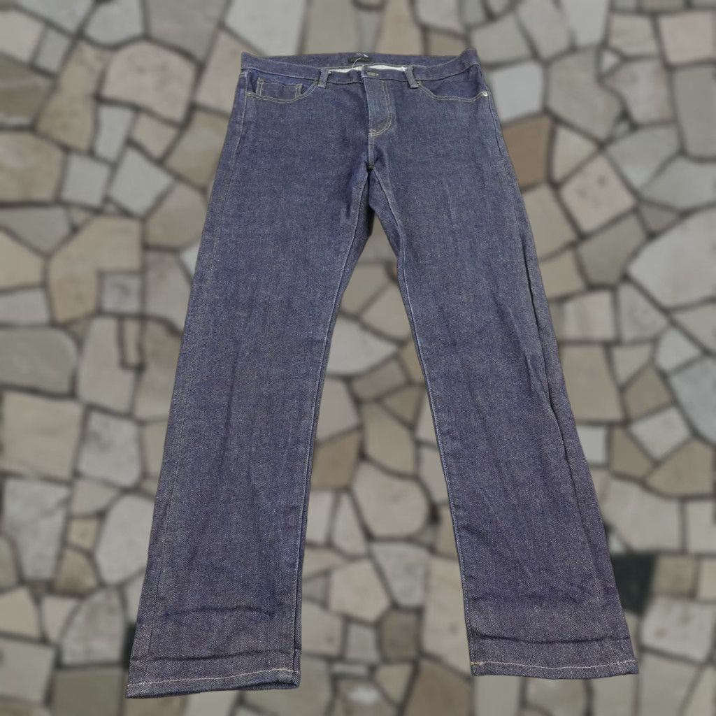 VINTAGE Uniqlo Jeans Mens 35x32 Blue Japanese Selvedge Denim Slim Straight Kaihara