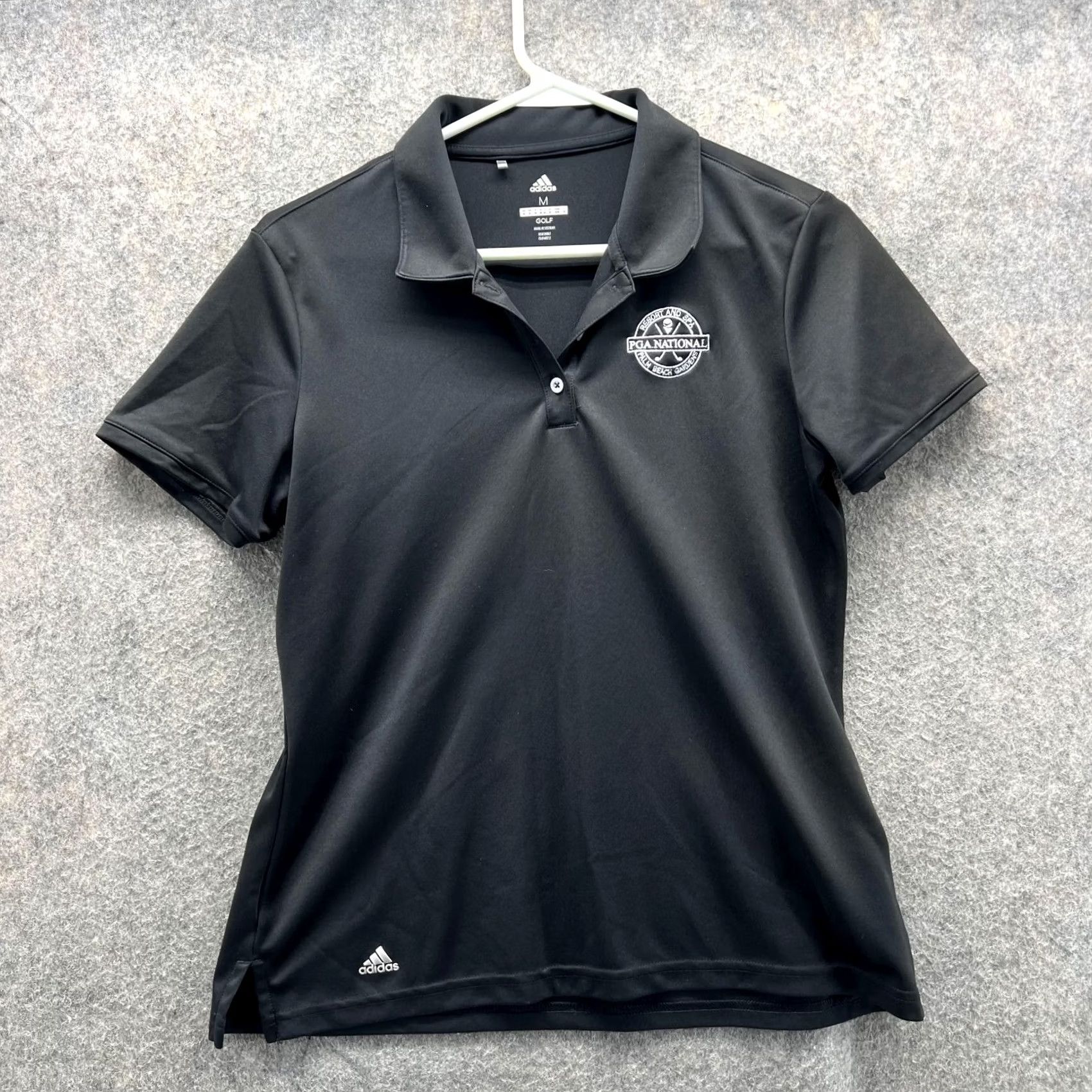 Adidas Adidas Polo Shirt Women Medium Black Solid Short Sleeve Button Collar Polo Shirt Polo Womens M Black Adidas Size M / US 6-8 / IT 42-44 - 2 Thumbnail