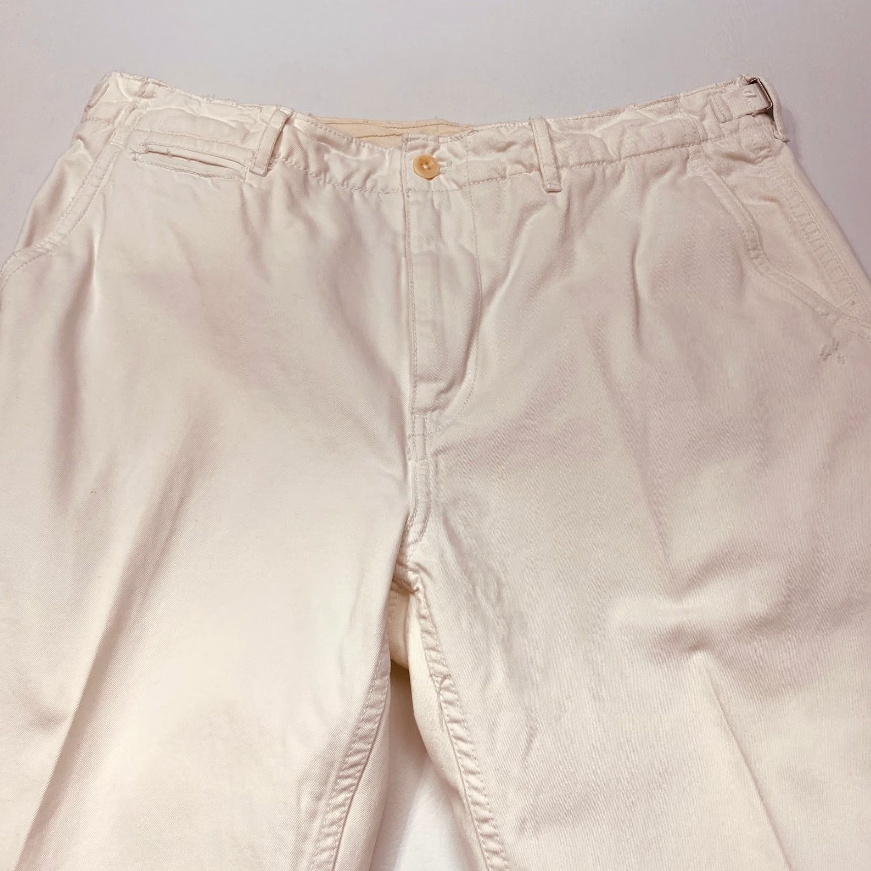 Polo Ralph Lauren VINTAGE Polo Ralph Lauren Pants Mens 36x32 White Adjustable Waist Distressed Cotton Size US M / EU 48-50 / 2 - 5 Thumbnail