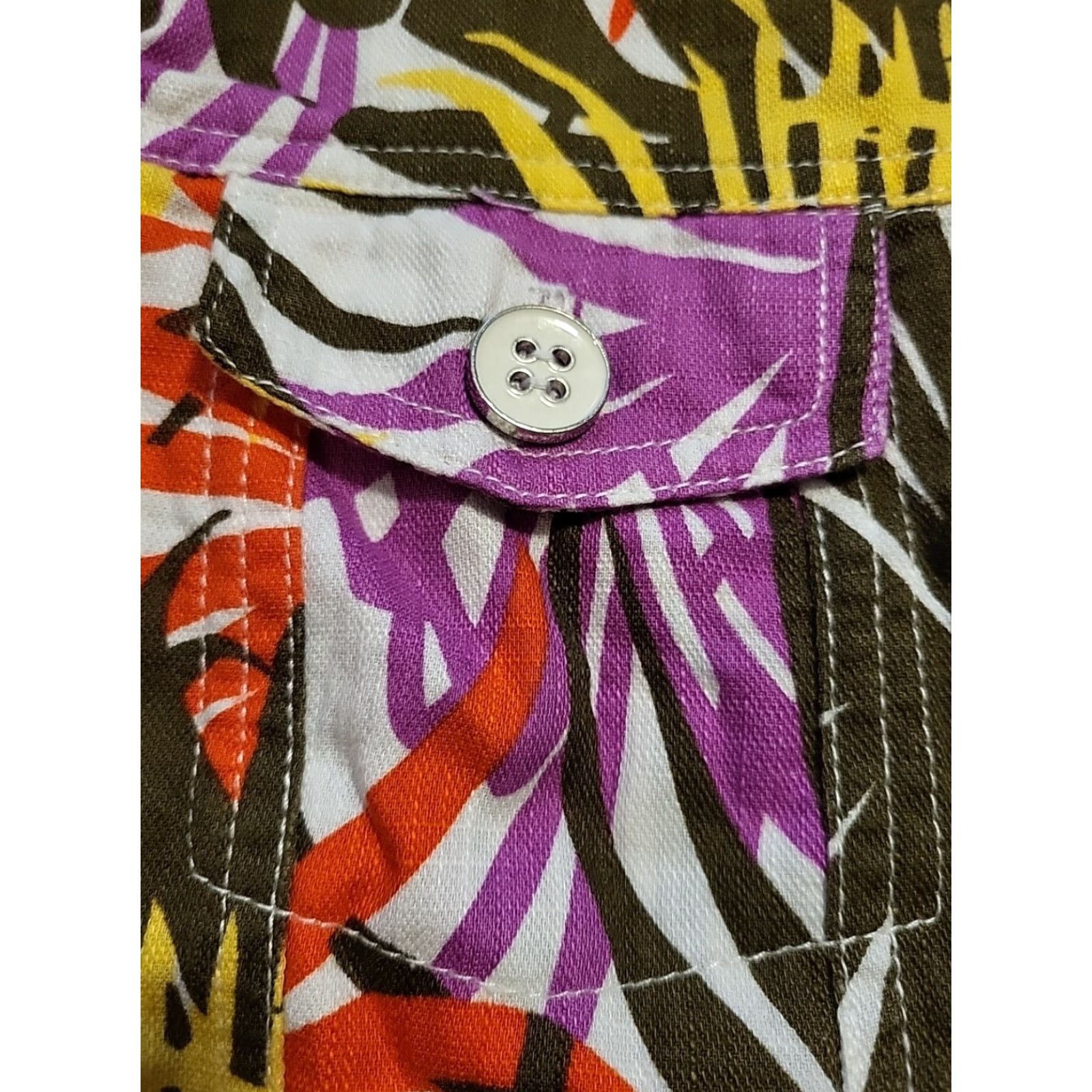 J Brand Analogy Women's Denim Jacket Floral Multicolor Short Sleeve Long Sleeve Pockets Button Regular L Jacket Coat cotton jacket Women Fashion Size L / US 10 / IT 46 - 7 Thumbnail