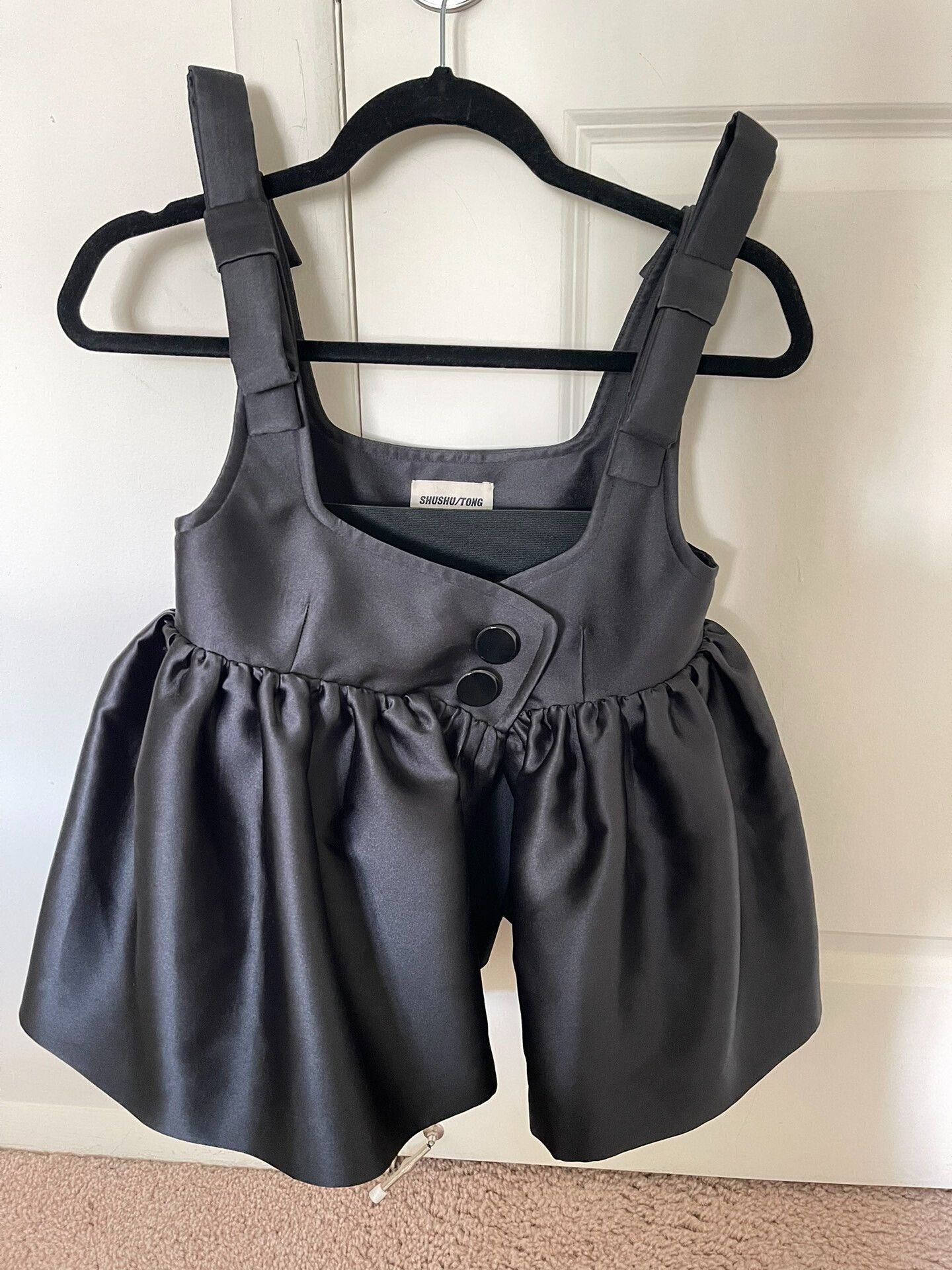 Shushu/Tong Black Puff Top with Bow Detail Size S / US 4 / IT 40 - 1 Thumbnail