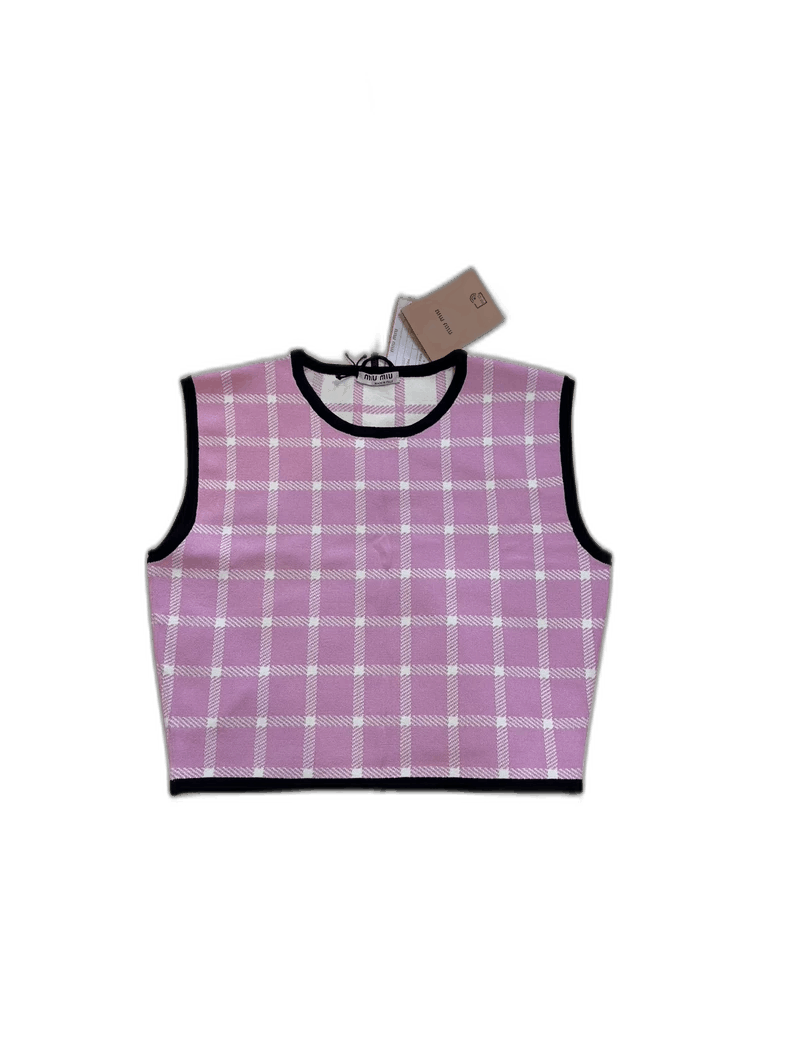 Miu Miu MiuMiu Pink Checkered Sleeveless Top Size S / US 4 / IT 40 - 1 Thumbnail