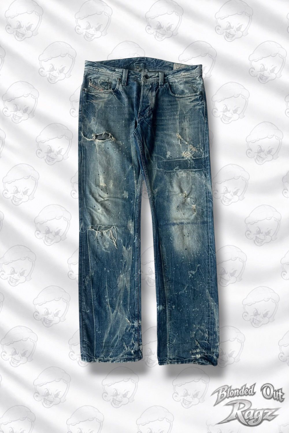 Diesel 90’s Diesel Distressed Paint Splatter Denim Made In Italy Size US 34 / EU 50 - 2 Thumbnail