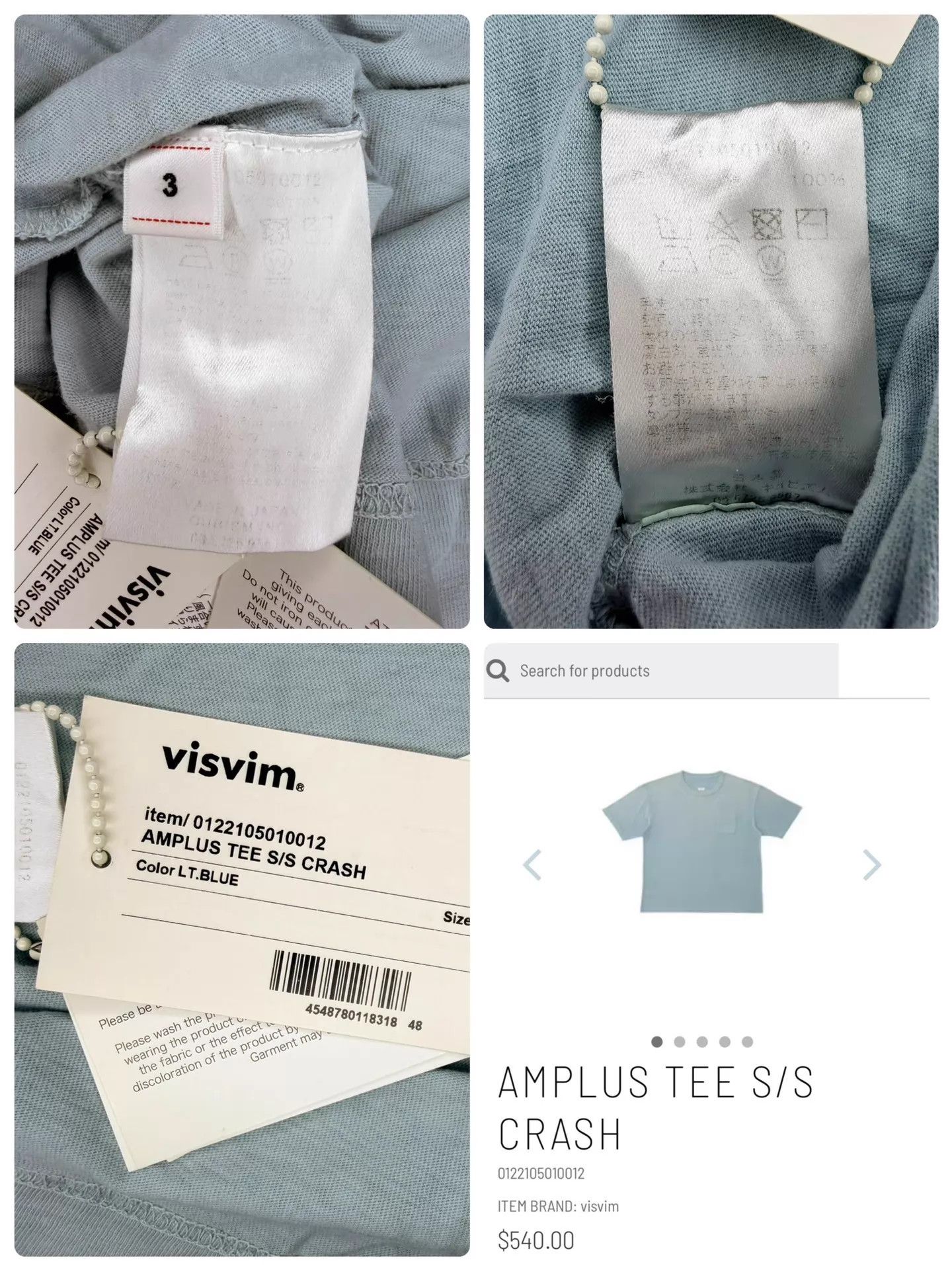 Visvim visvim 22ss AMPLUS TEE S/S CRASH Lt.blue 3 Size US L / EU 52-54 / 3 - 8 Thumbnail