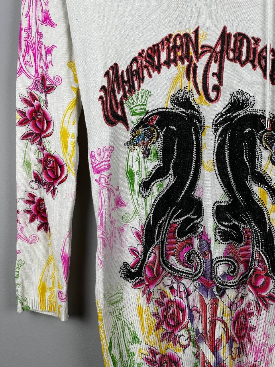 Christian Audigier Christian Audigier Avant Garde Y2K Rhinestone Hoodie Size L / US 10 / IT 46 - 4 Thumbnail