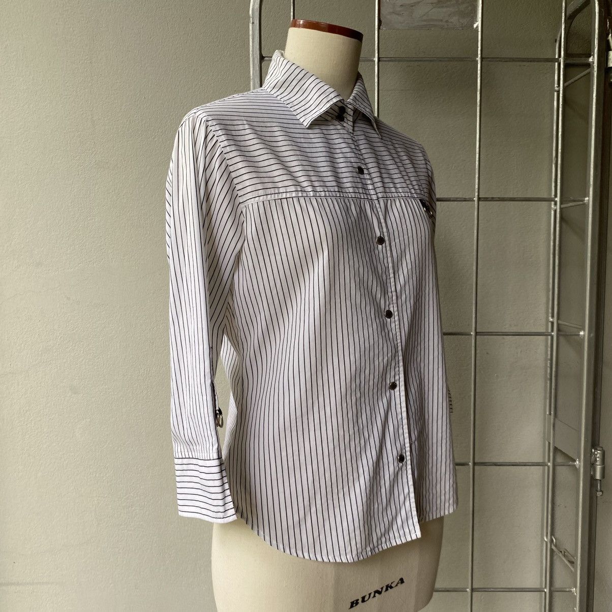 MCM MCM White Black Stripe Shirt Size M / US 6-8 / IT 42-44 - 15 Thumbnail