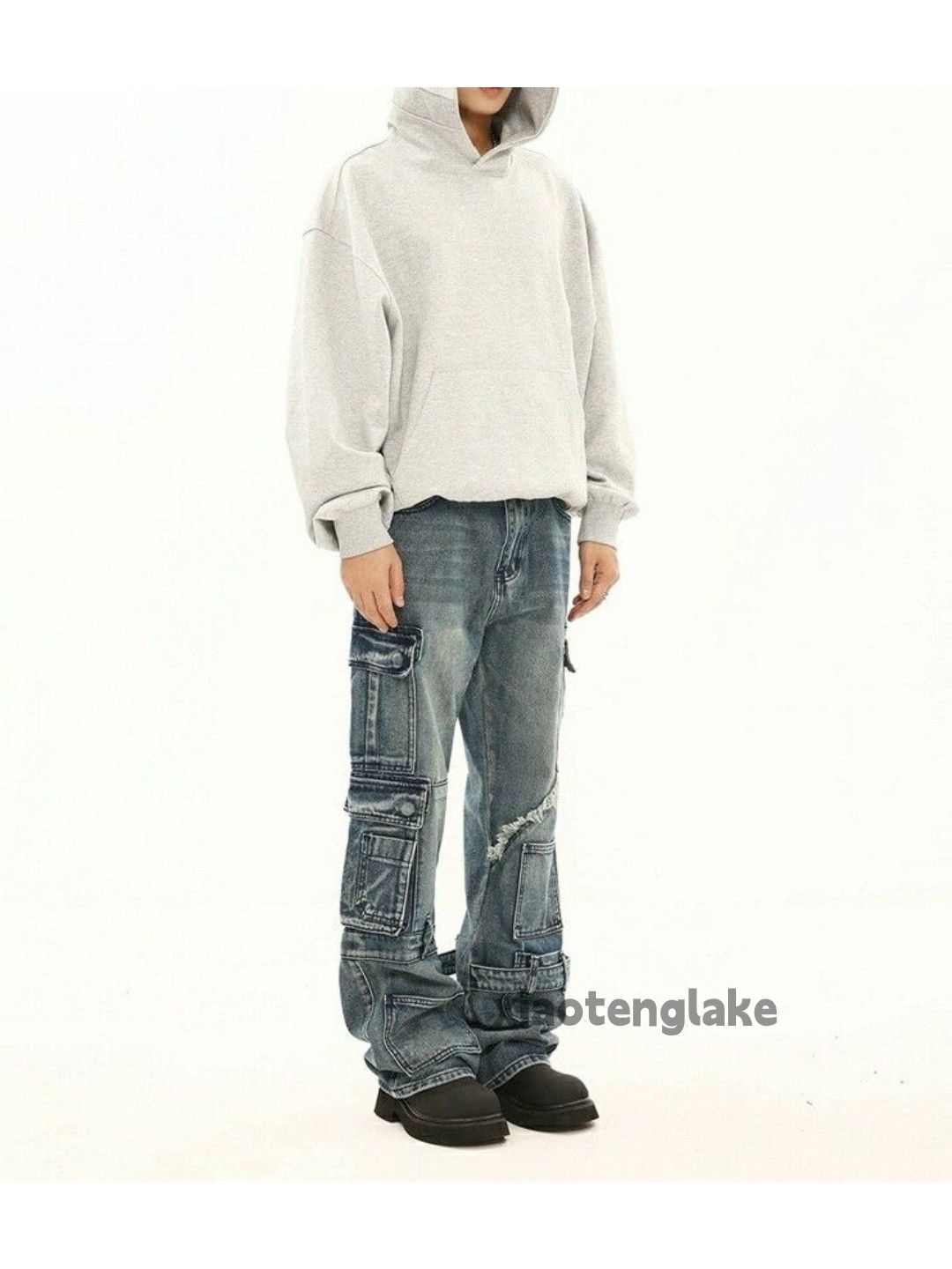 Jean × Vintage washed faded utility punk grunge flared cargo jeans Size US 30 / EU 46 - 8 Thumbnail