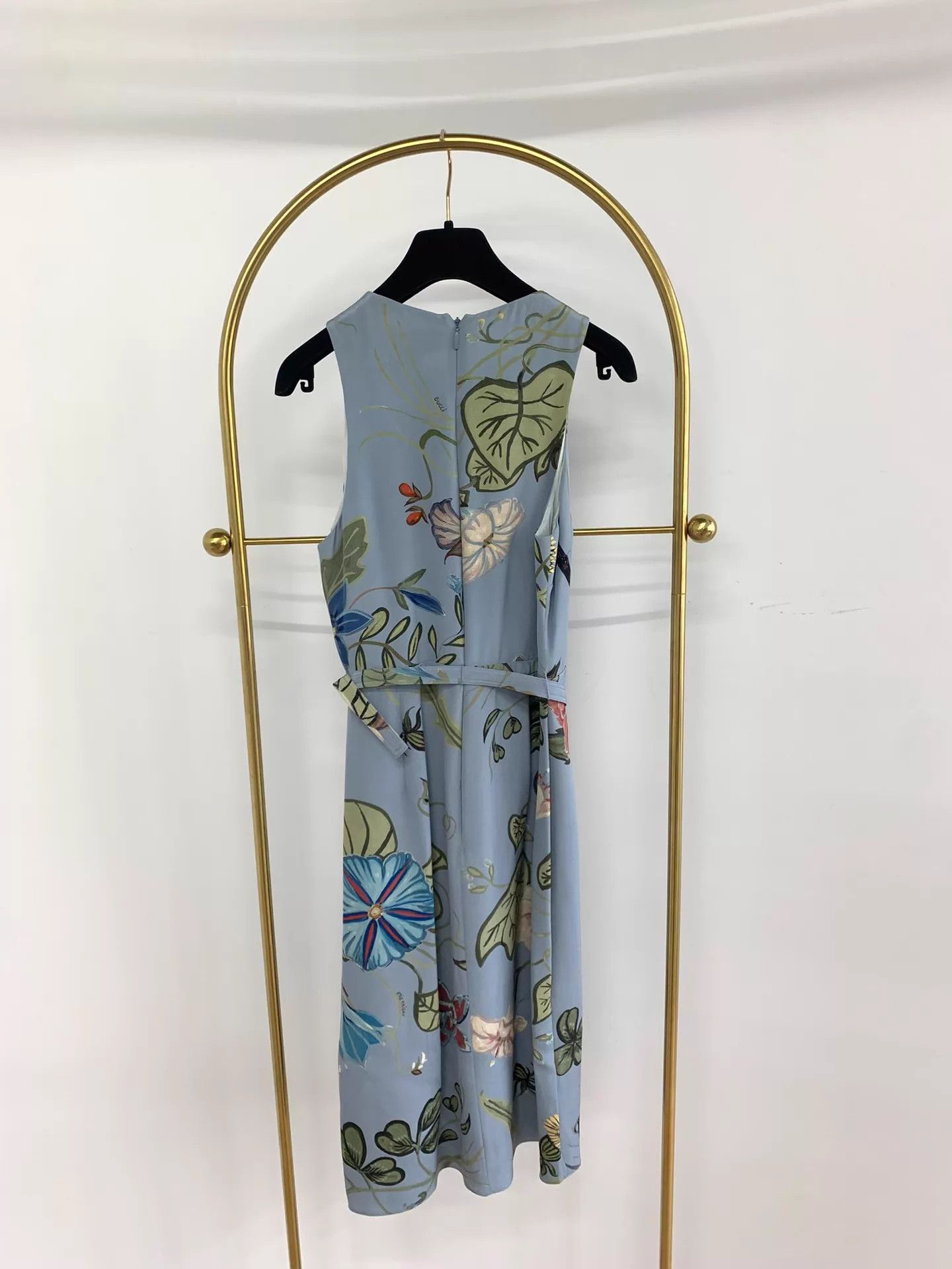 Gucci Gucci Women's Blue Printed Silk Dress Size 40 New Size S / US 4 / IT 40 - 3 Thumbnail