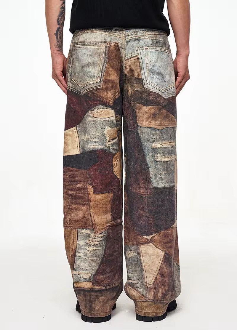 Jean × Vintage Streetwear Design Old Patch Retro Printing Distressed Jeans Size US 35 - 4 Thumbnail