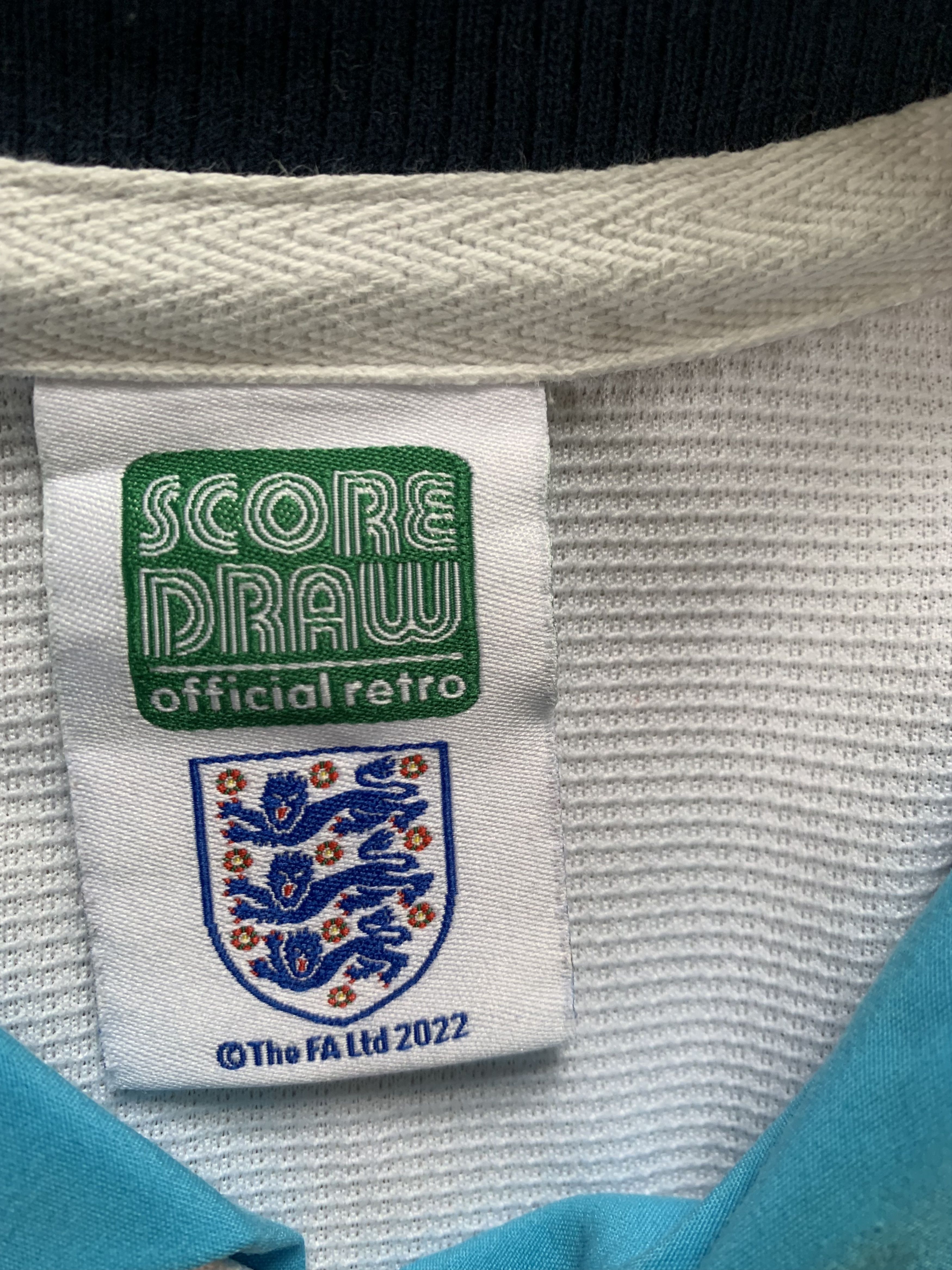 Vintage Score Draw England National Team White Training Polo Size US S / EU 44-46 / 1 - 6 Thumbnail