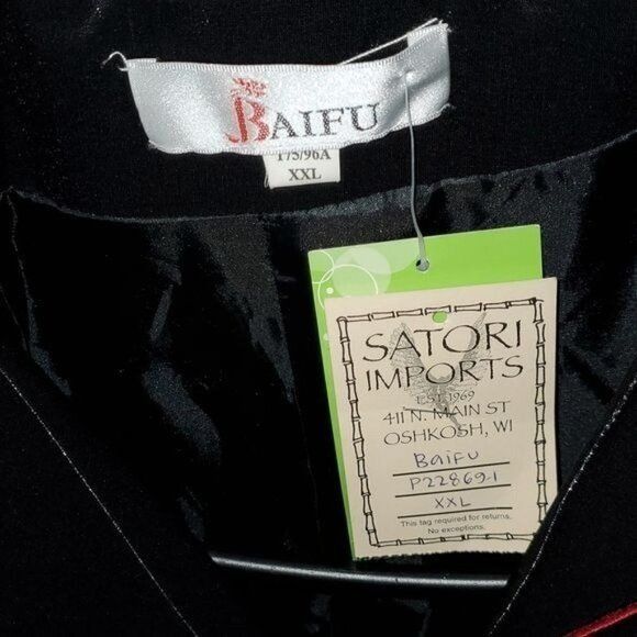 Japanese Brand BAIFU Mandarin Style Colorful Floral Embroidered Sz XXL Blac Size XXL / US 16-18 / IT 52-54 - 4 Thumbnail