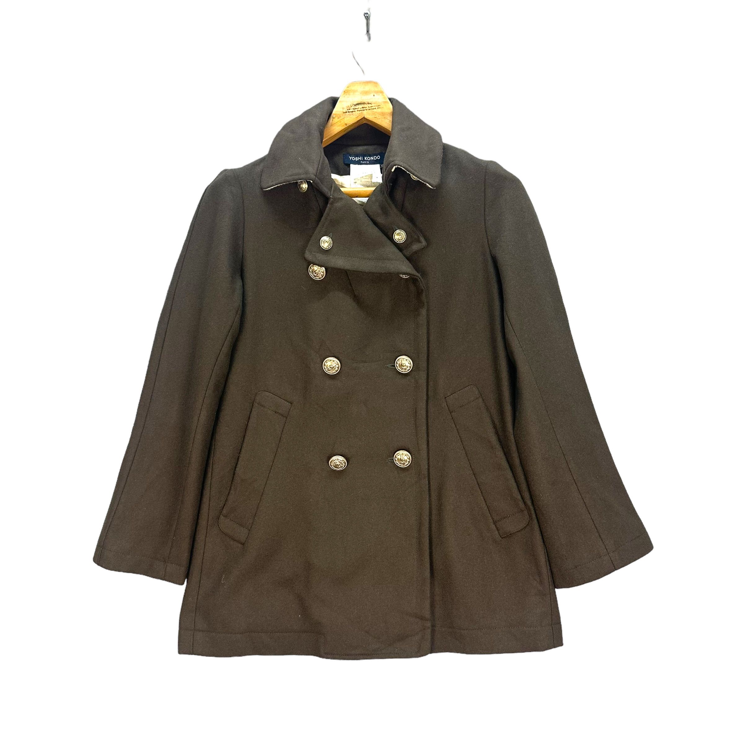 image of Designer Yoshi Kondo Paris Wool Belted Double Breasted Coat 7825-180 in Brown, Women's (Size Small)