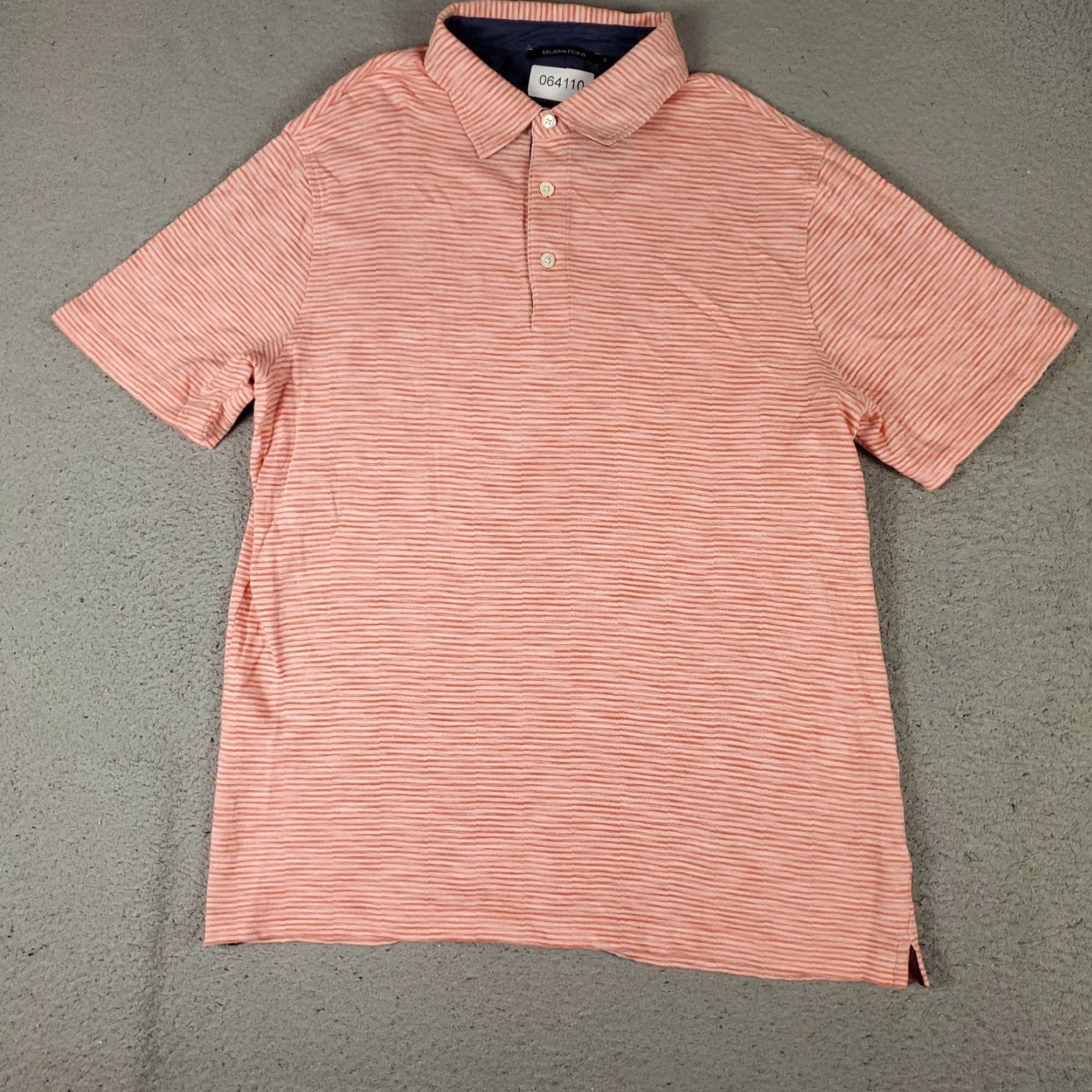BUGATCHI BUGATCHI Polo Shirt Mens M Orange Striped Shirt Adult Medium Orange Polo Shirt Bugatchi Mens Polo Shirt Orange Striped Casual Short Sleeve Mens Size US M / EU 48-50 / 2 - 2 Thumbnail