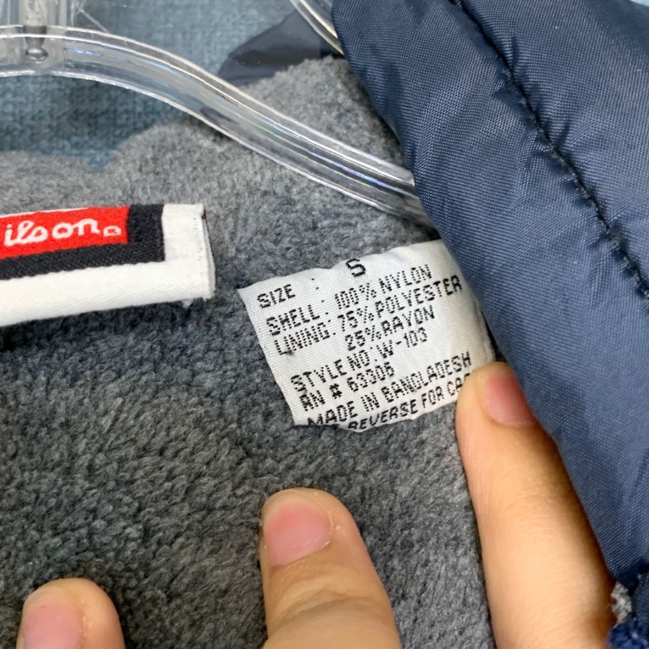 Wilson VINTAGE Wilson Puffer Vest Mens Small Navy Blue Nylon Sherpa Fleece Lined Quilted Hooded Size US S / EU 44-46 / 1 - 6 Thumbnail