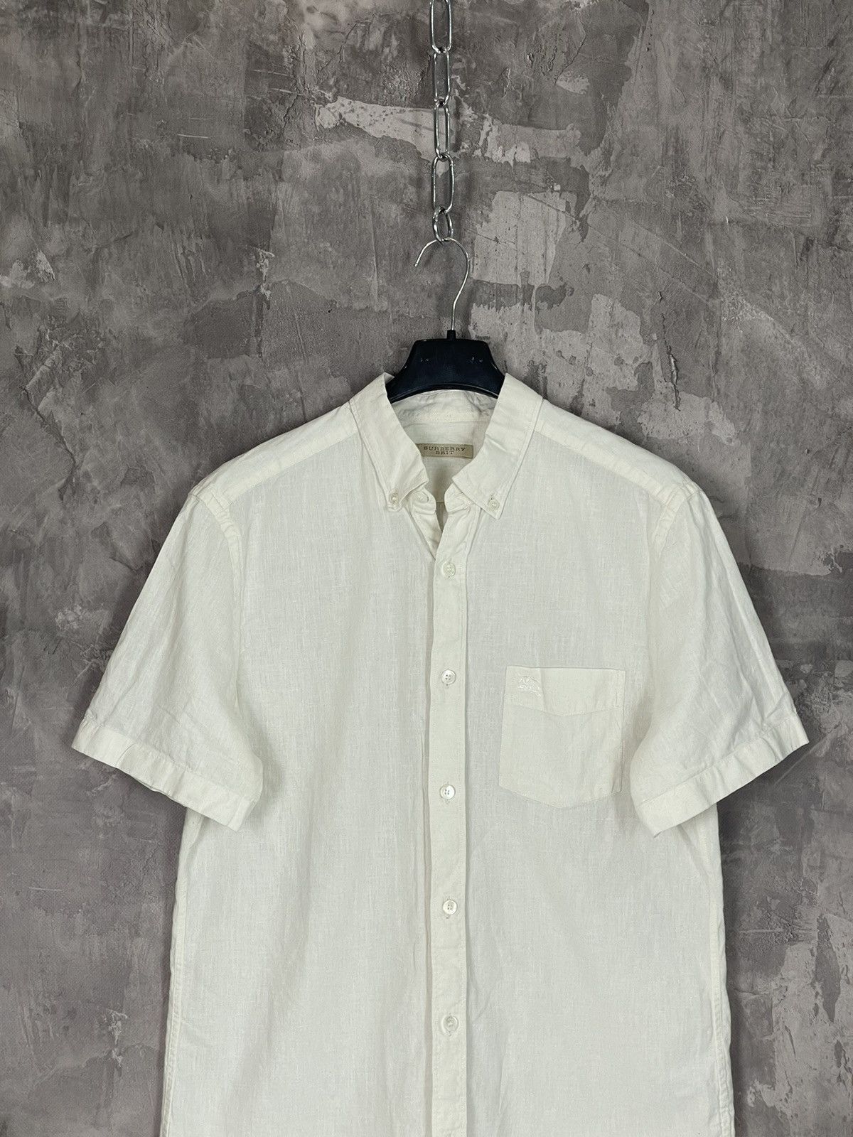Burberry × Vintage Burberry Brit Avant Garde White Button Up Short sleeve Shirt Size US M / EU 48-50 / 2 - 2 Thumbnail