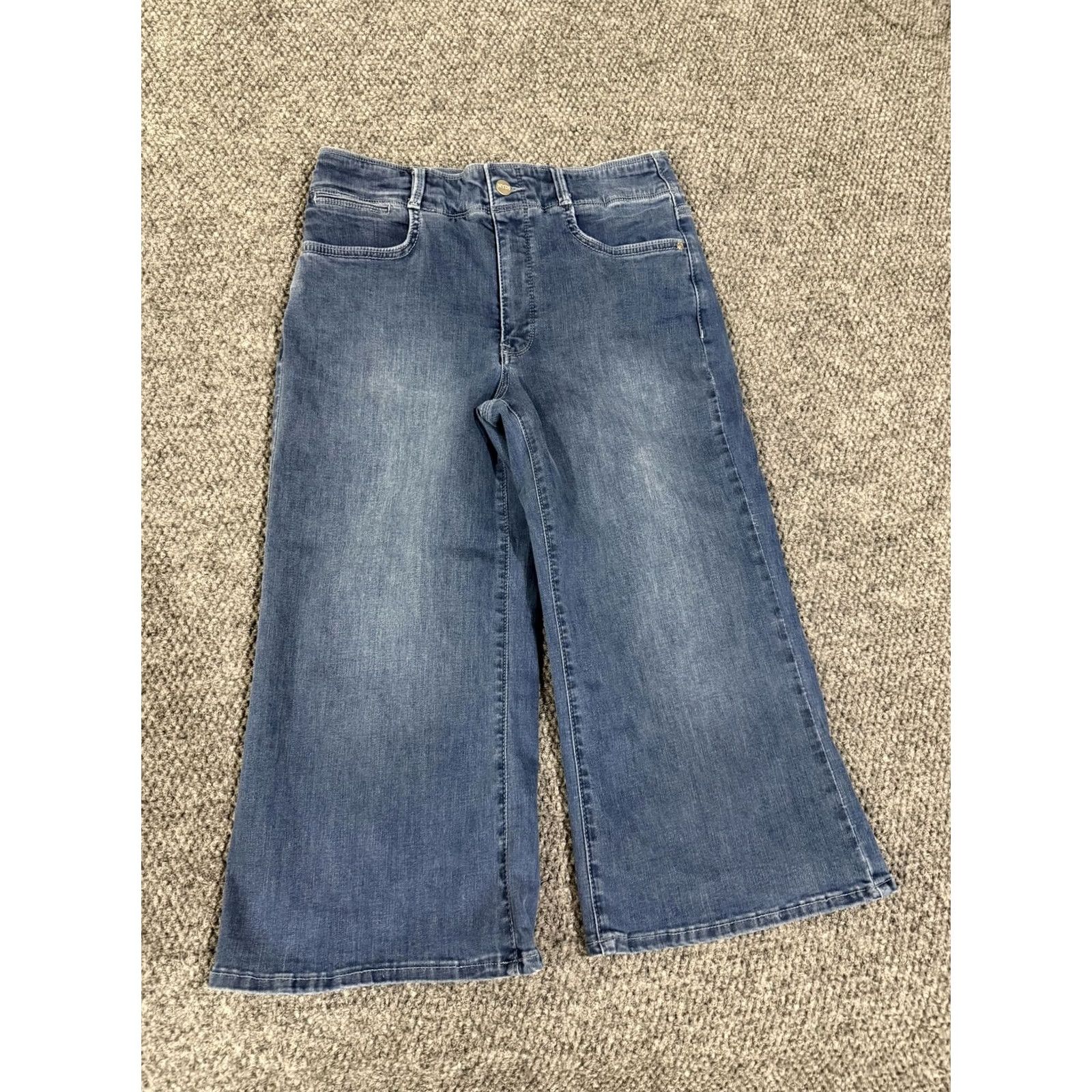 NYDJ NYDJ Jeans Womens 8P Petite Blue Wide-Leg Crop Lift Tuck Stretch Denim Coolmax Size 30" / US 8 / IT 44 - 2 Thumbnail