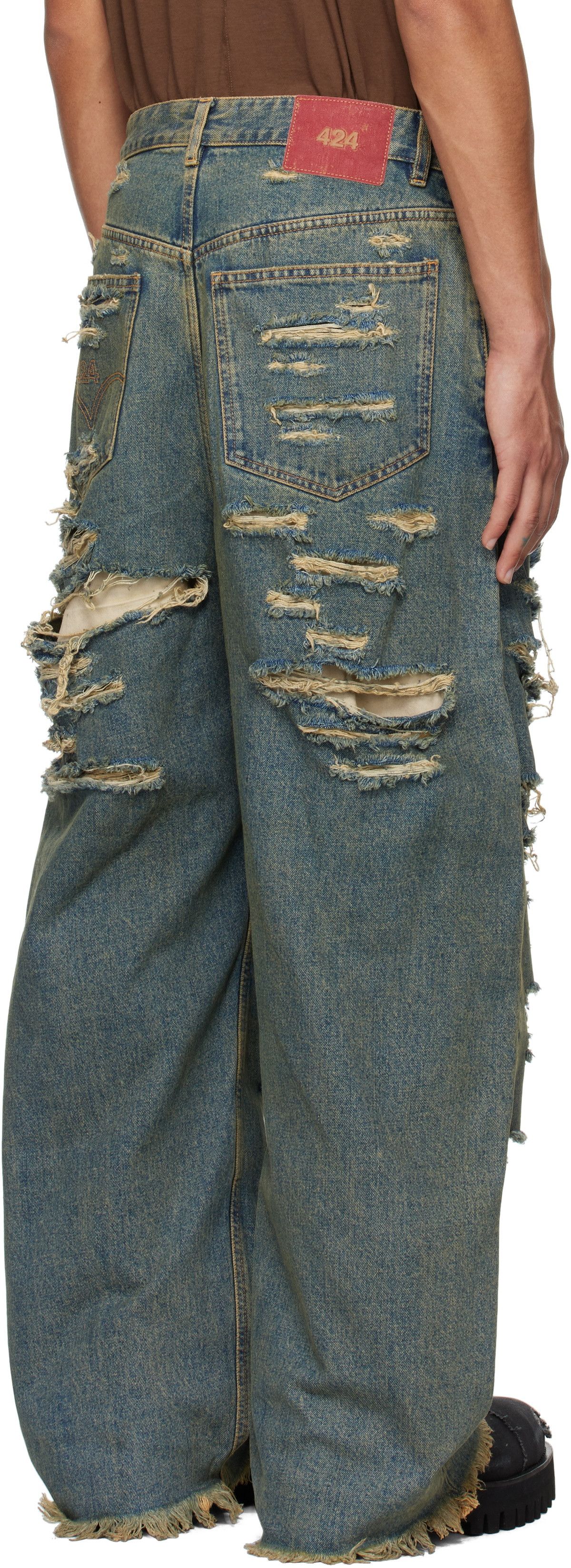 424 424 Big Daddy Ripped Denim Jeans Size US 40 / EU 56 - 5 Thumbnail
