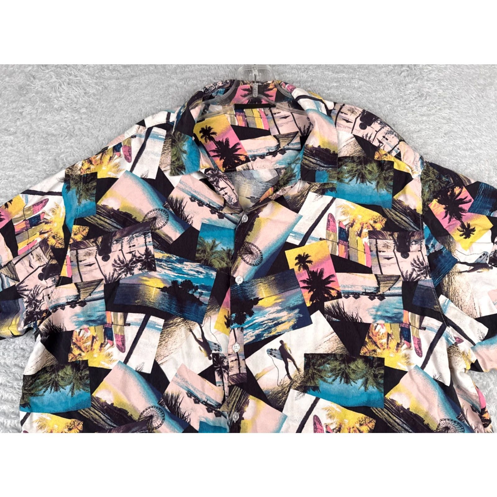 Vintage No Boundaries Shirt Mens 3XL XXXL Pink Blue Photocards Beach Hawaiian 100% Rayon Size US XXL / EU 58 / 5 - 4 Thumbnail