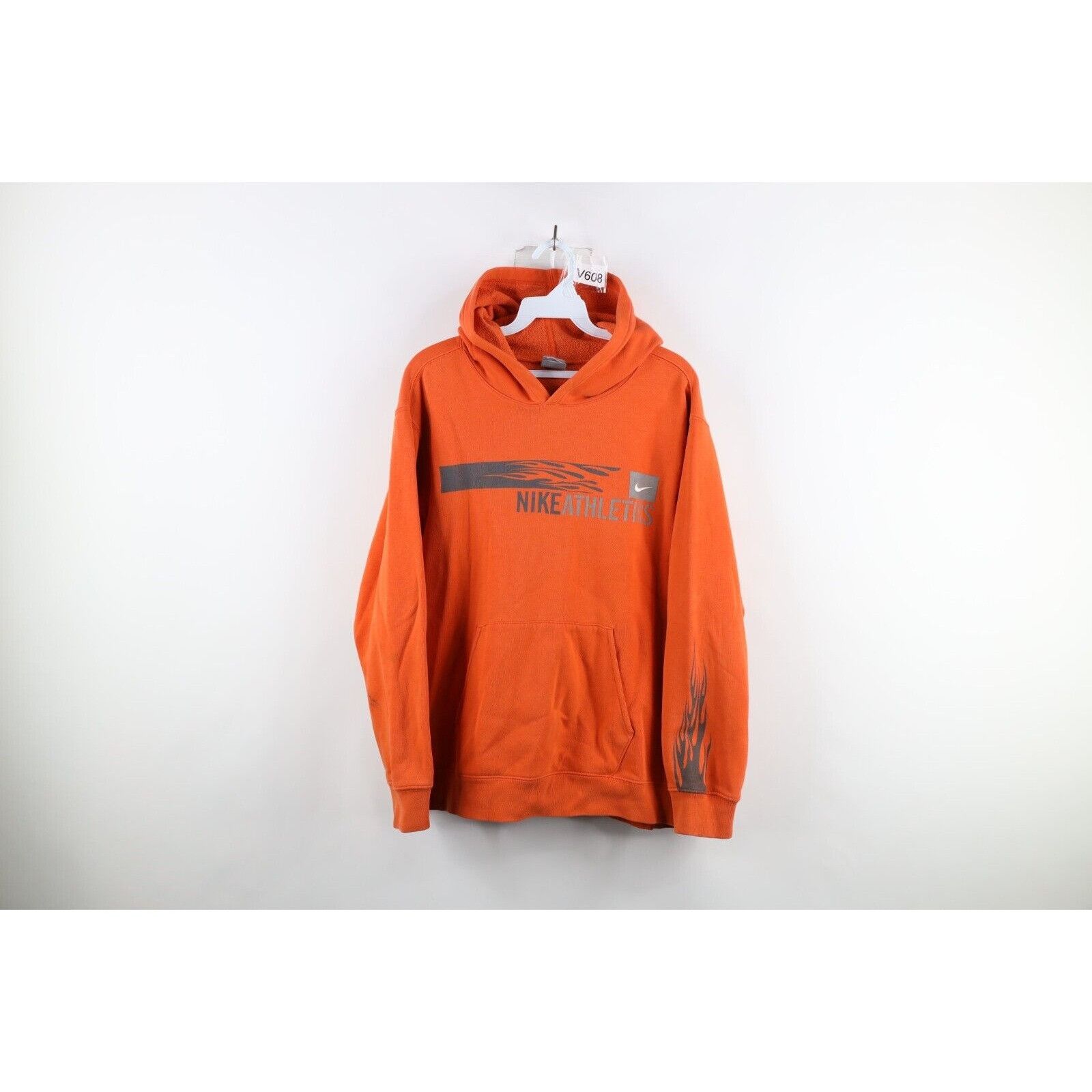 Image of Nike Distressed Travis Scott Mini Swoosh Fire Hoodie in Orange, Men's (Size Small)