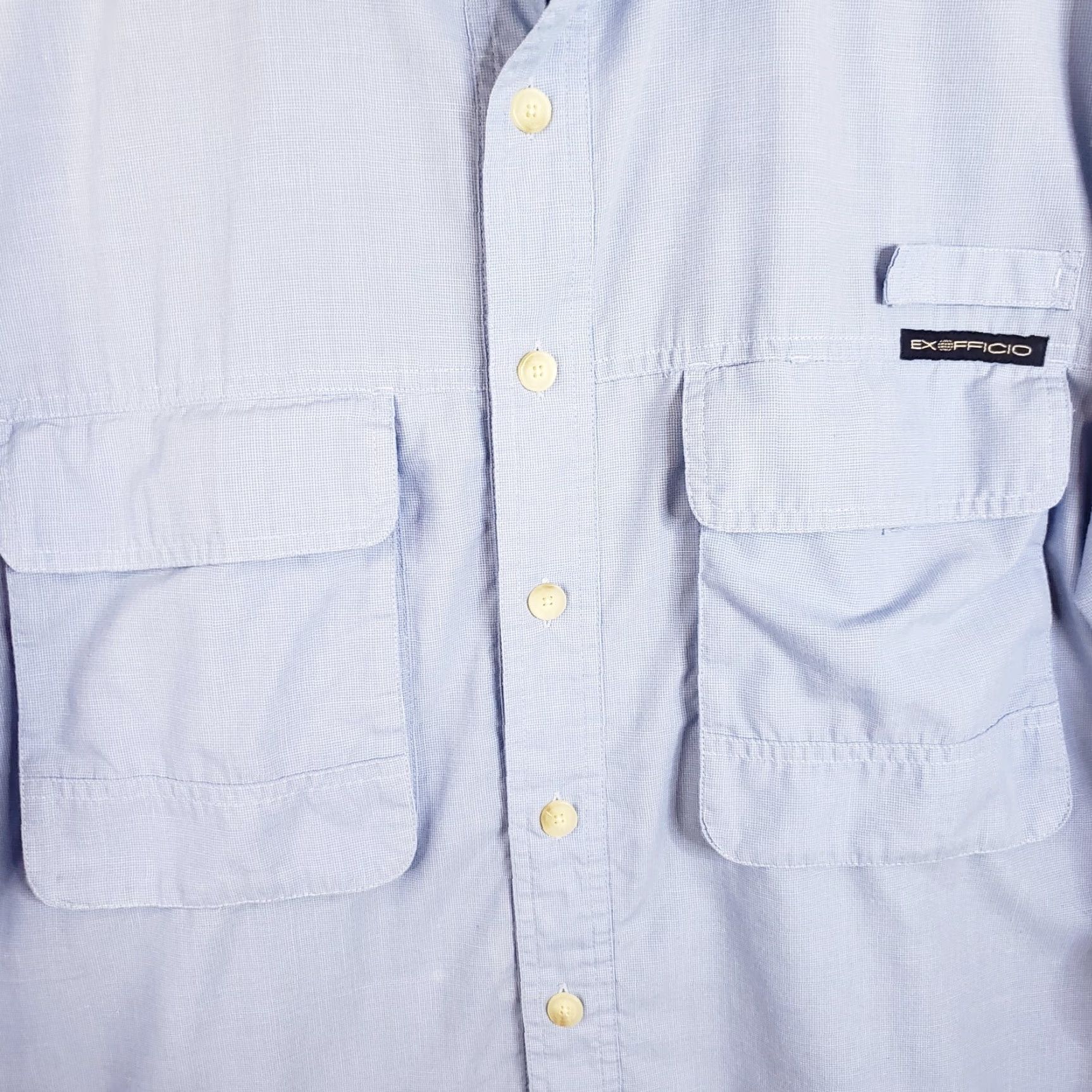 ExOfficio ExOfficio Shirt Men L Blue Insect Shield Buzz Off Long Sleeve Pockets Shirt Size US L / EU 52-54 / 3 - 5 Thumbnail