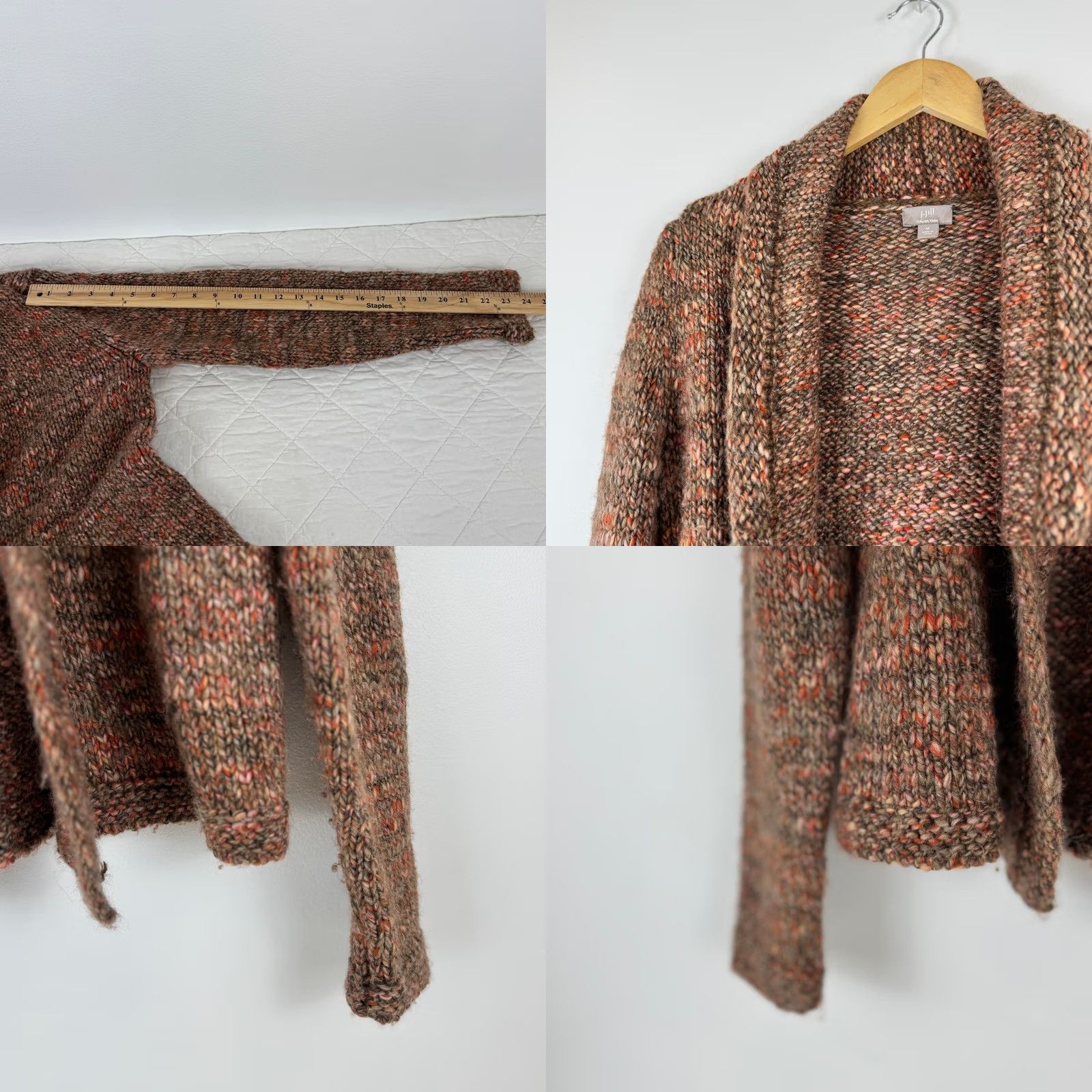 J. Jill J Jill Cardigan Wool Alpaca Knit Sweater Geometric Open Front Collared N/A Size M / US 6-8 / IT 42-44 - 8 Thumbnail