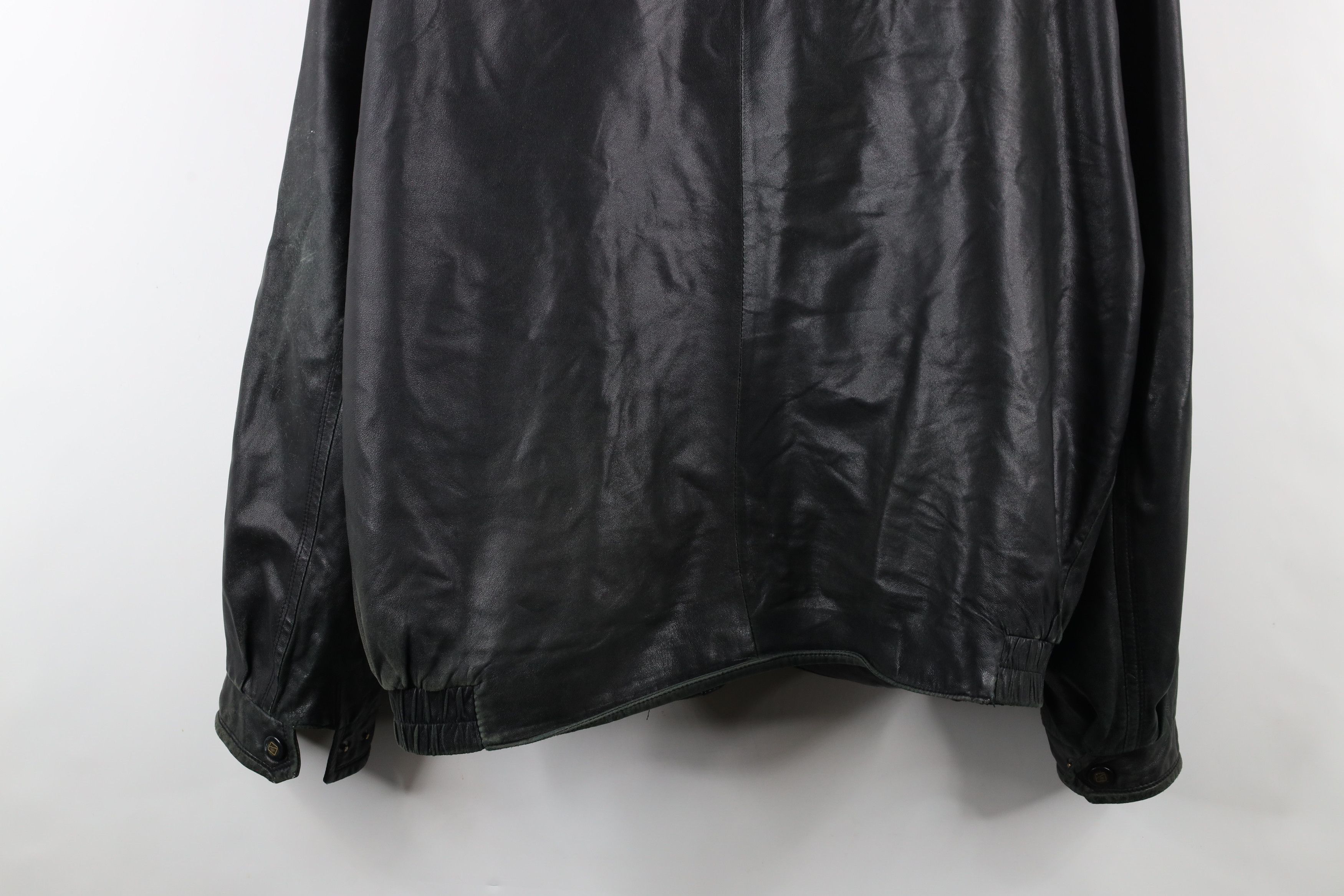 Vintage Vintage 90s Streetwear Leather Full Zip Bomber Jacket Black Size US XXL / EU 58 / 5 - 16 Thumbnail