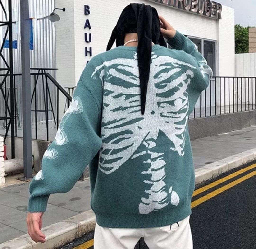 Japanese Brand Green colour skull streetwear knitwear sweater Size US M / EU 48-50 / 2 - 1 Thumbnail