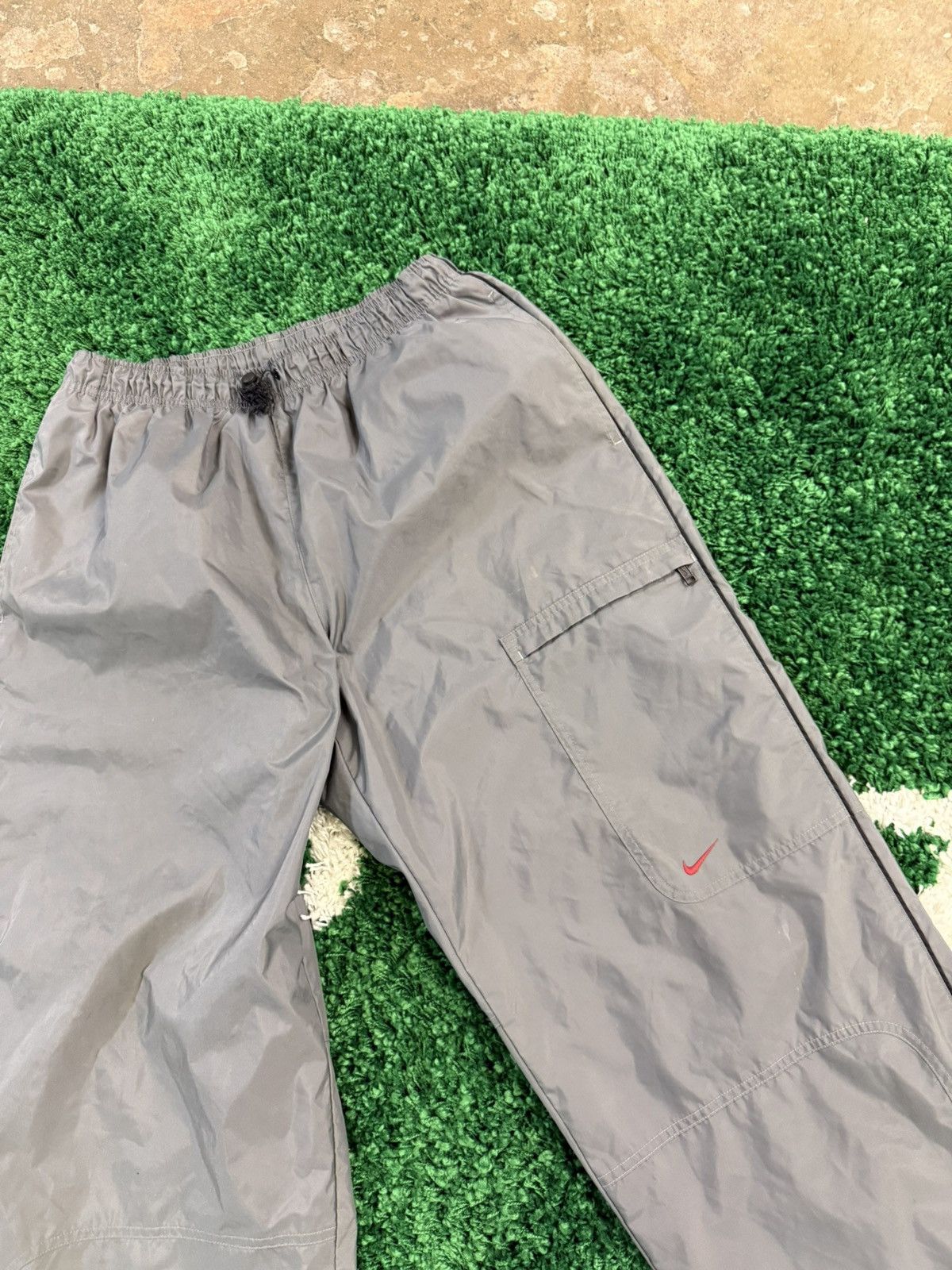 Nike × Vintage Nike Silver Bullet Cargo Zipper Mini Swoosh Track Pants Lab Size US 34 / EU 50 - 2 Thumbnail