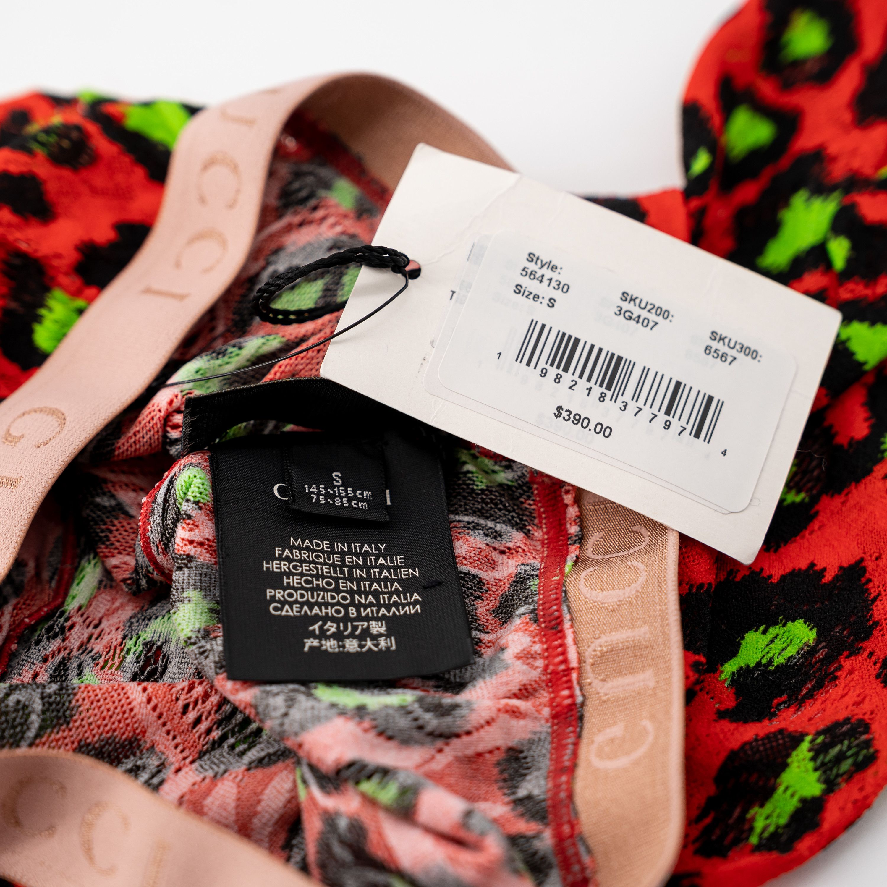 Gucci S - Gucci Red Stretch Tights Black Green Leopard Print Size ONE SIZE - 6 Thumbnail