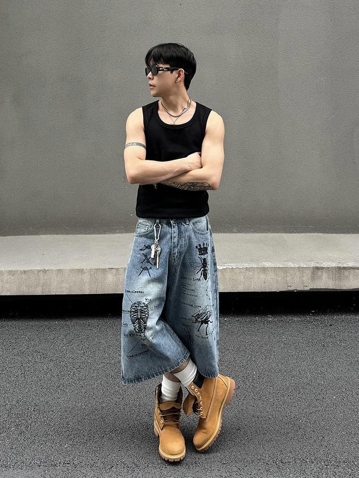 Jean Baggy Graffiti Denim Jeans Size US 32 / EU 48 - 5 Thumbnail