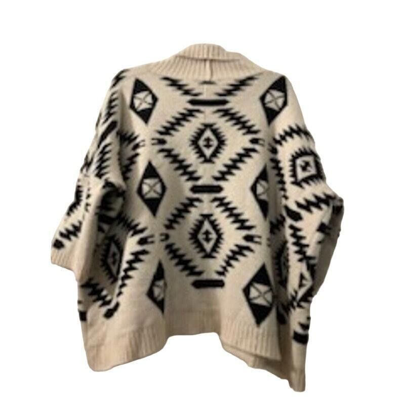Designer Vintage Oversized Aztec Cardigan Black White Size Medium Size M / US 6-8 / IT 42-44 - 2 Thumbnail