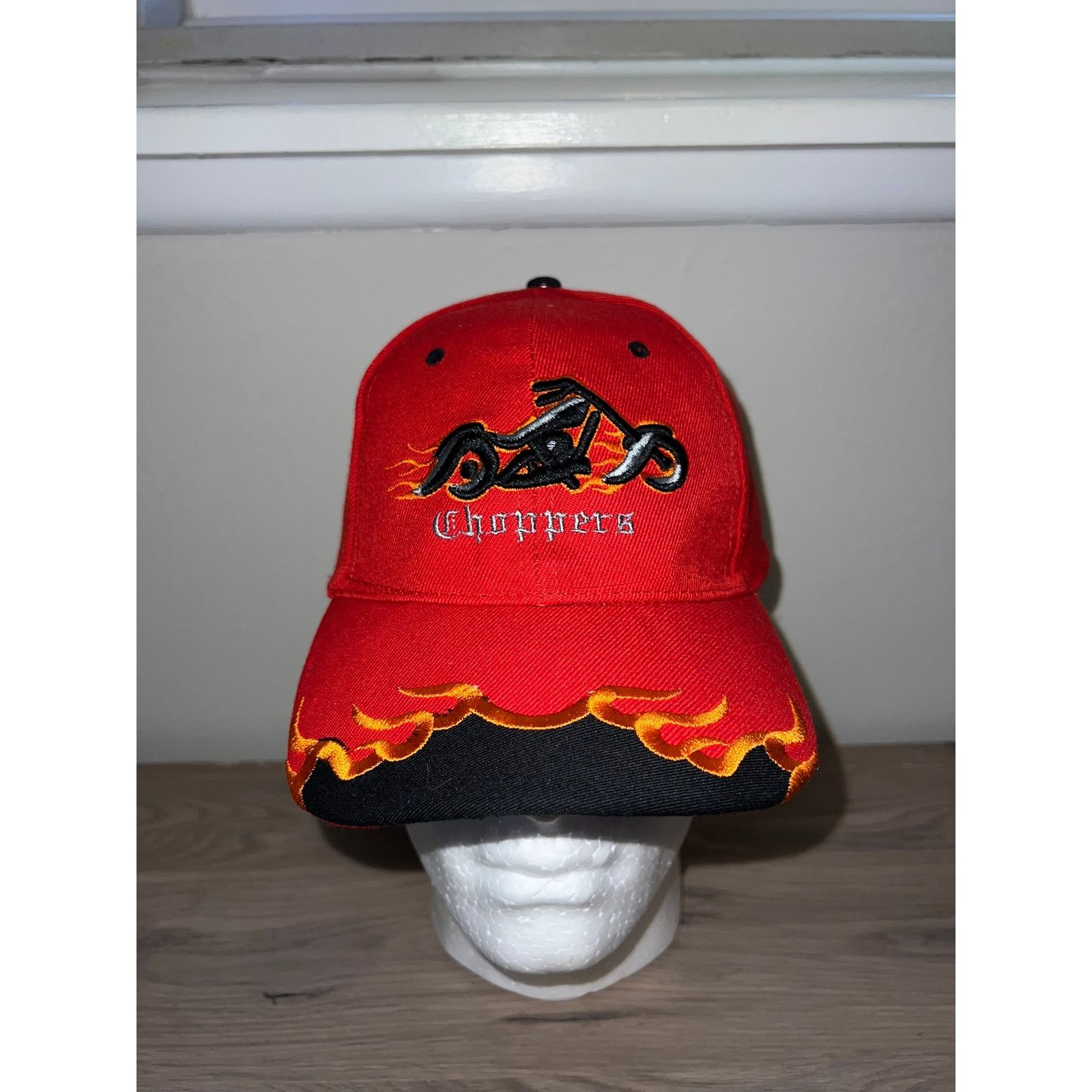 Vintage Y2K Choppers Motorcycle Flames Red Black Hat Headwear 2000s Size ONE SIZE - 1 Thumbnail