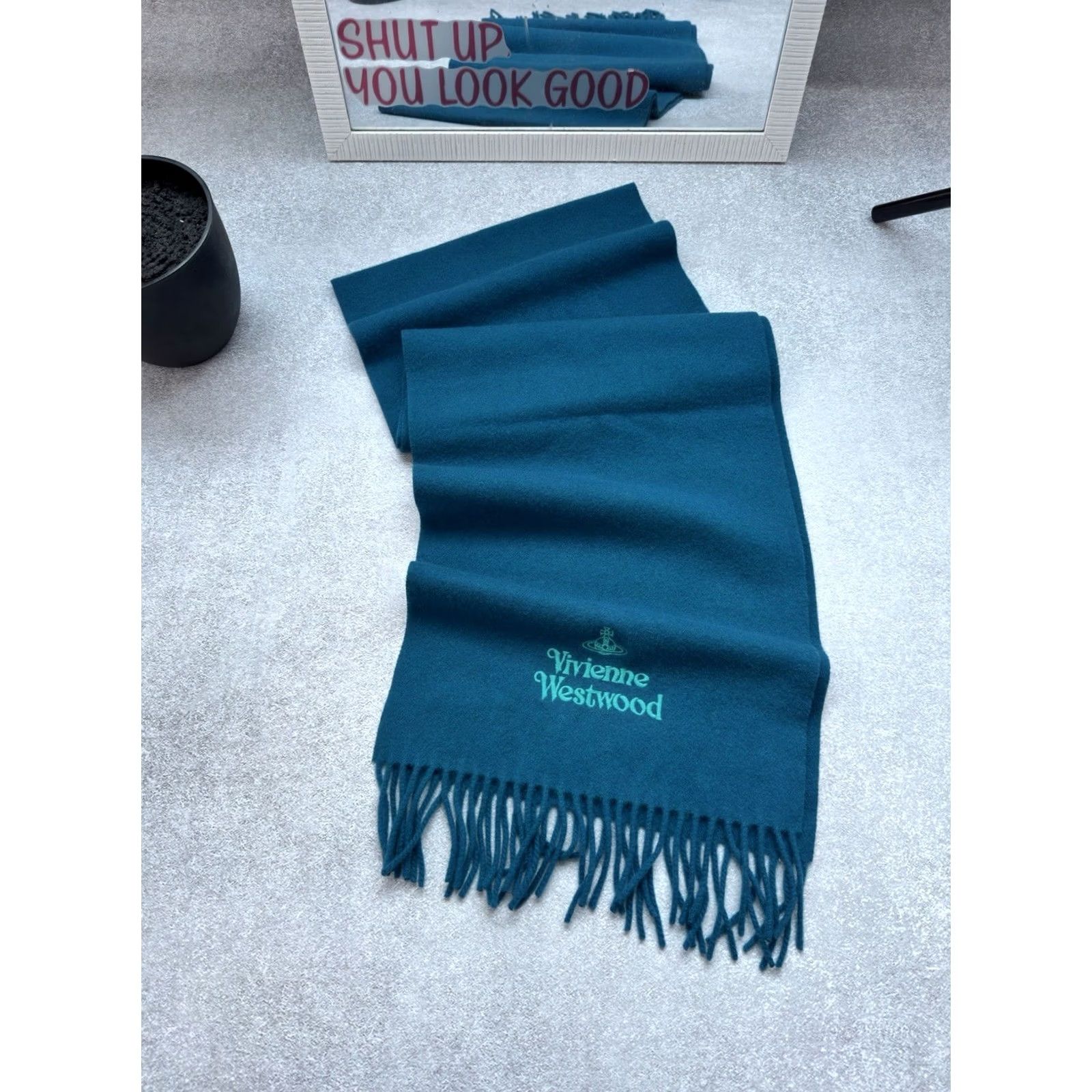 Vivienne Westwood VINTAGE Vivienne Westwood Scarf Wool Logo Blue 160/30 cm Womens Mens Boys Girls Size ONE SIZE - 2 Thumbnail