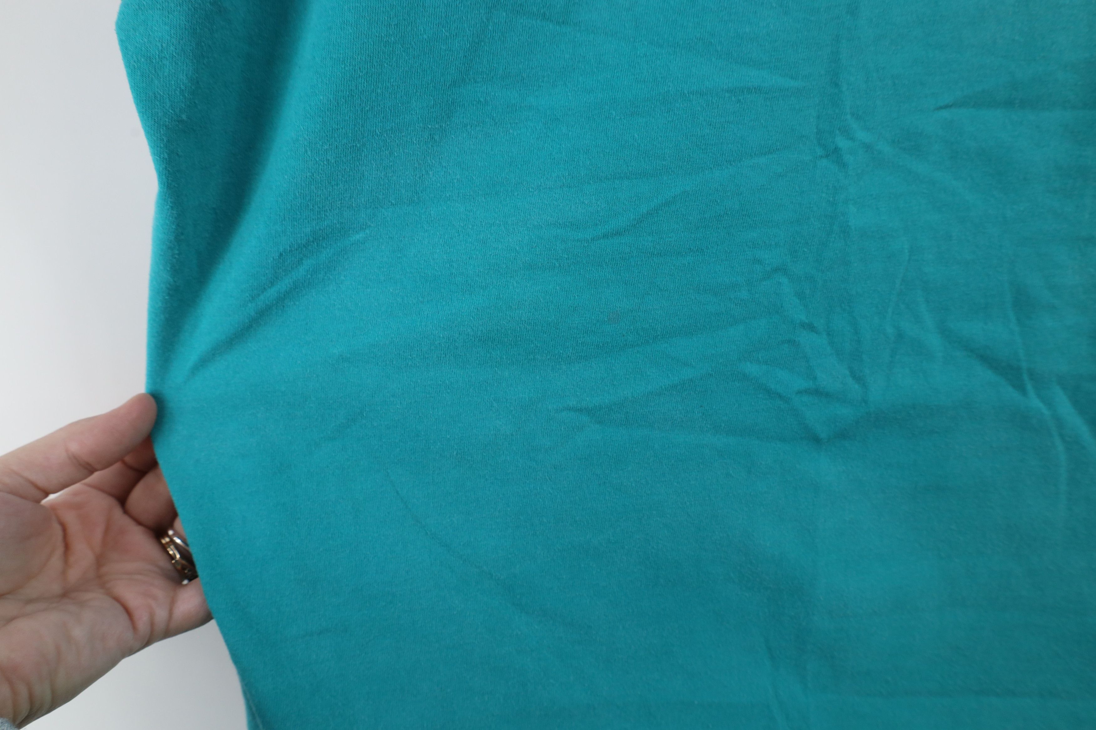 Vintage Vintage 90s Streetwear Distressed Blank Cotton T-Shirt Teal Size US XL / EU 56 / 4 - 4 Thumbnail