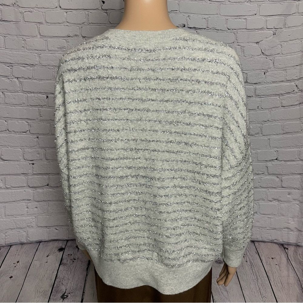 Nordstrom NWT New Nordstrom Grey Metallic Stripe Sweater Size M Size M / US 6-8 / IT 42-44 - 5 Thumbnail
