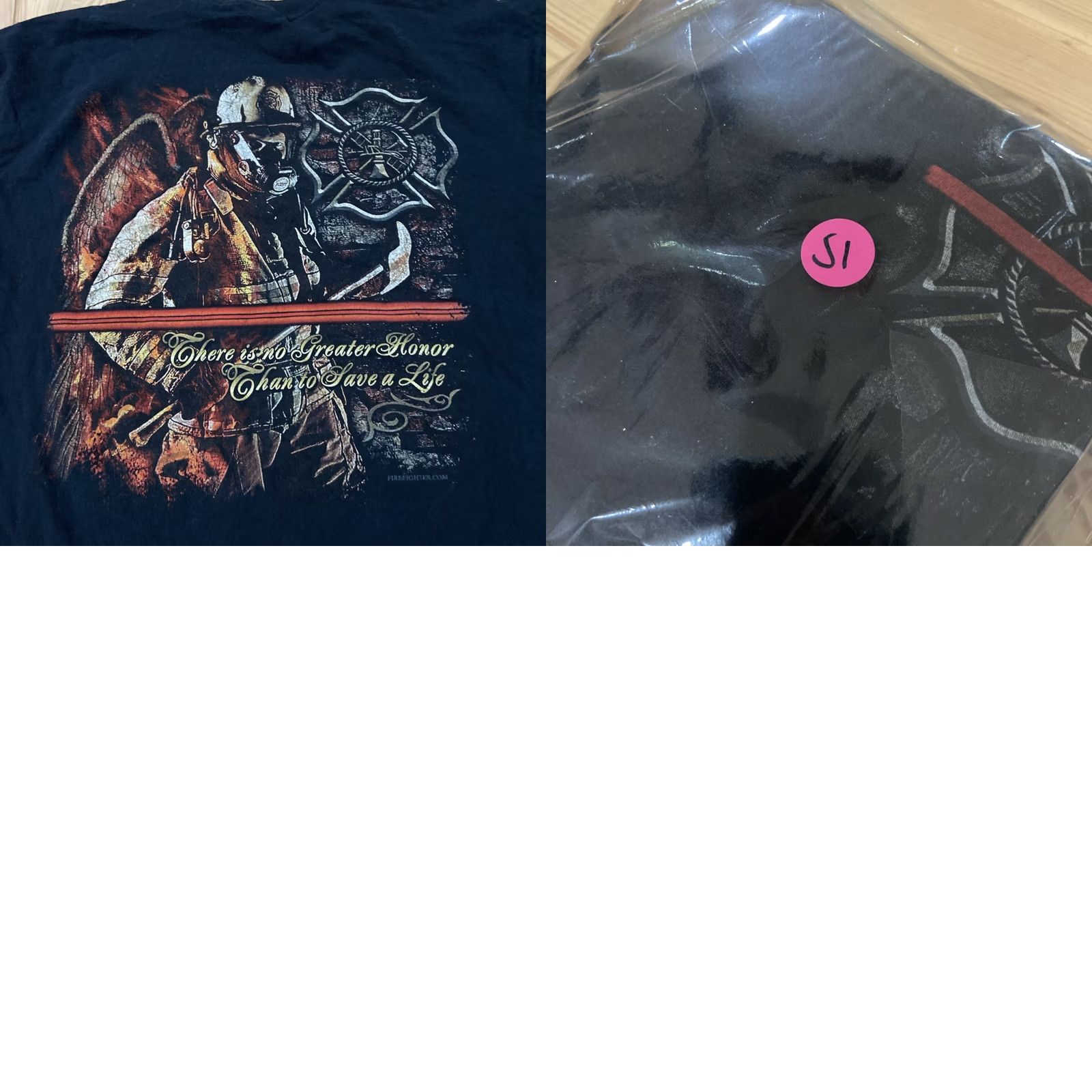 Vintage VINTAGE Y2K Firefighter Red Line XL Graphic Cross T Shirt Black XL Mens Men Shirt Short Sleeve Cotton Gilden Size US XL / EU 56 / 4 - 8 Thumbnail